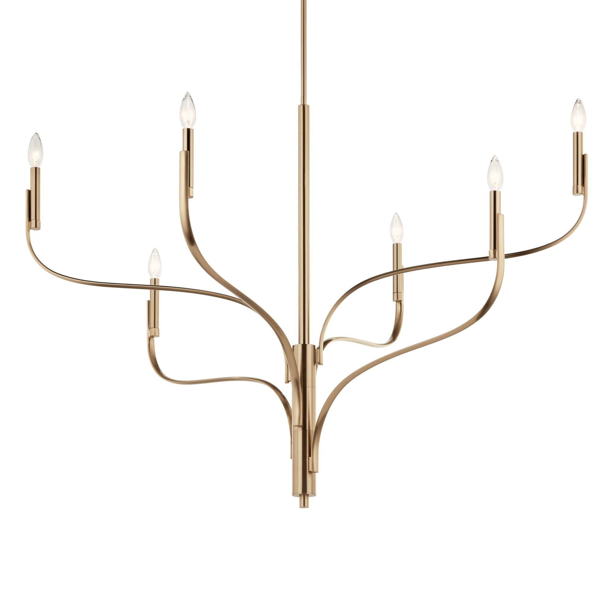 KICHLER Livadia 6-Light Chandelier, Soft Modern-Light in Champagne Bronze, for Foyer, Great Room, or Vaulted Dining or Bedroom (33.25" x 47.25"), 52674CPZ