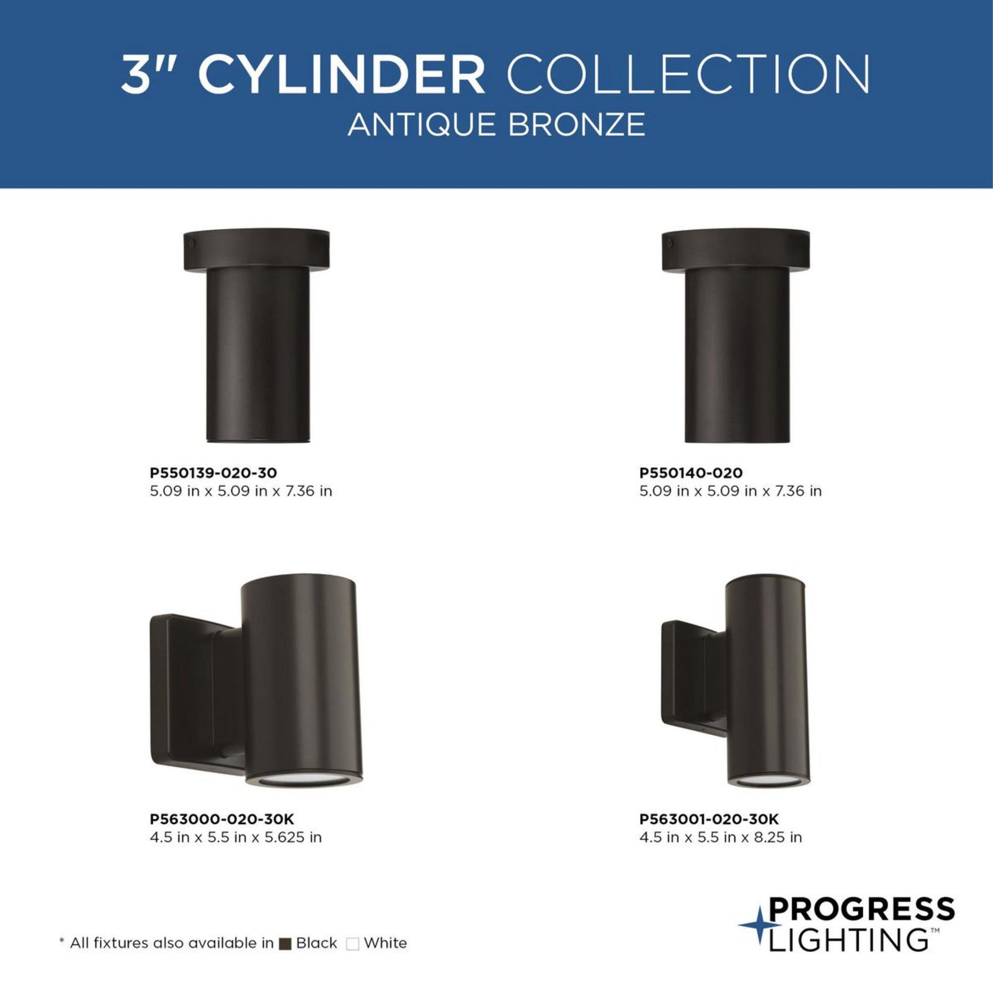 Progress Lighting Cylinders 1-Light Outdoor Wall Lantern in Antique Bronze with Aluminum Frame and LED Shade