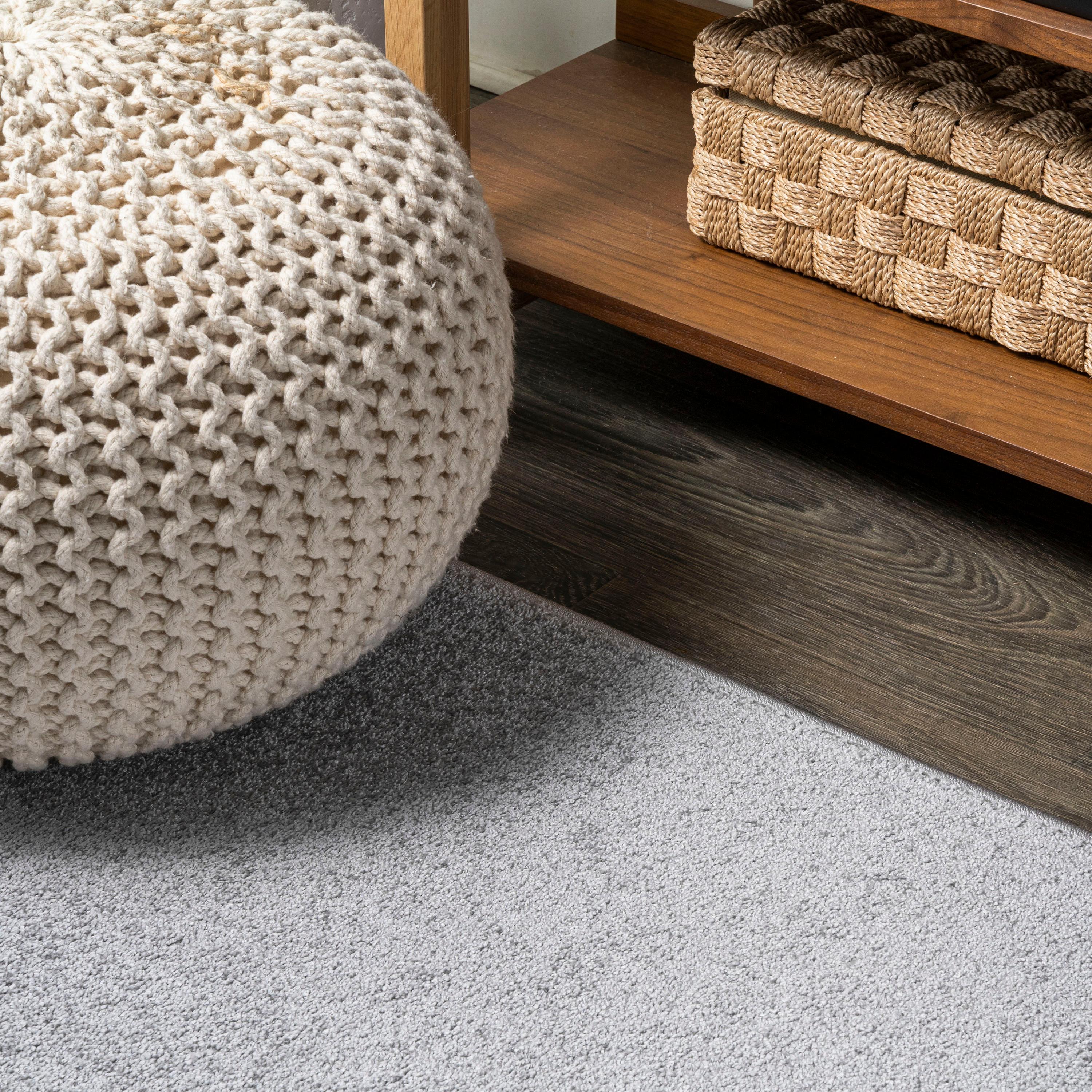 9' x 12' Haze Solid Low-Pile Area Rug, Light Gray - JONATHAN Y