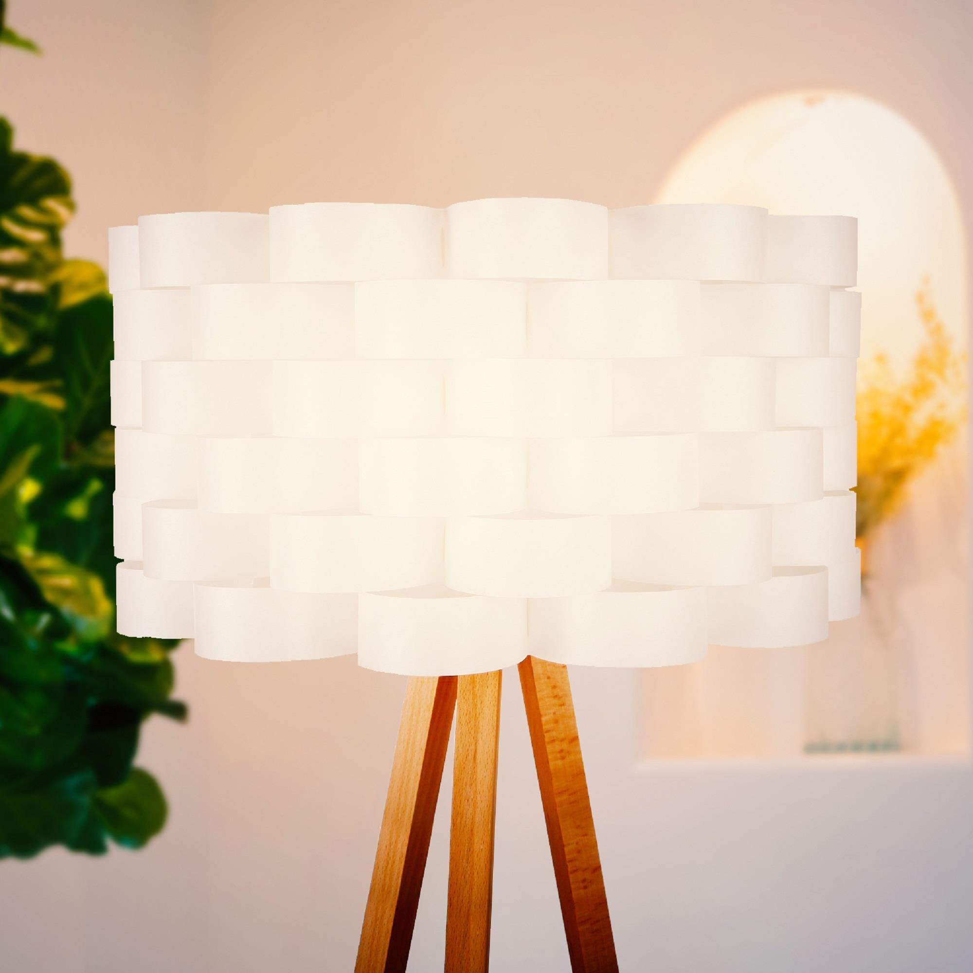 Brightech Bijou 60 in. Wood Farmhouse LED Floor Lamp with Drum Shade