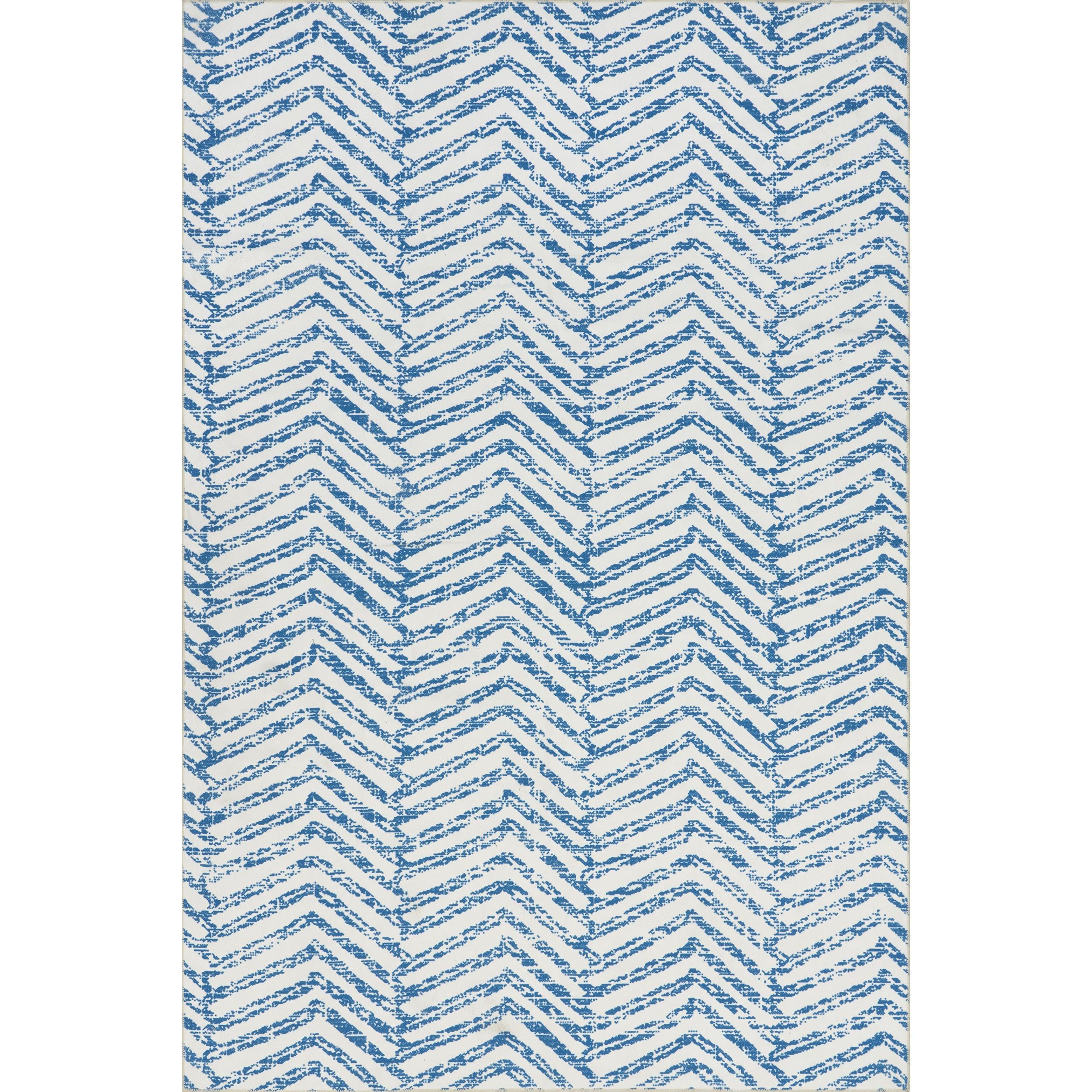 Nuloom Rosanne Herringbone 3x5 Machine Washable Accent Indoor Area Rug for Living Room Bedroom Dining Room Entryway Kitchen, Blue/Ivory