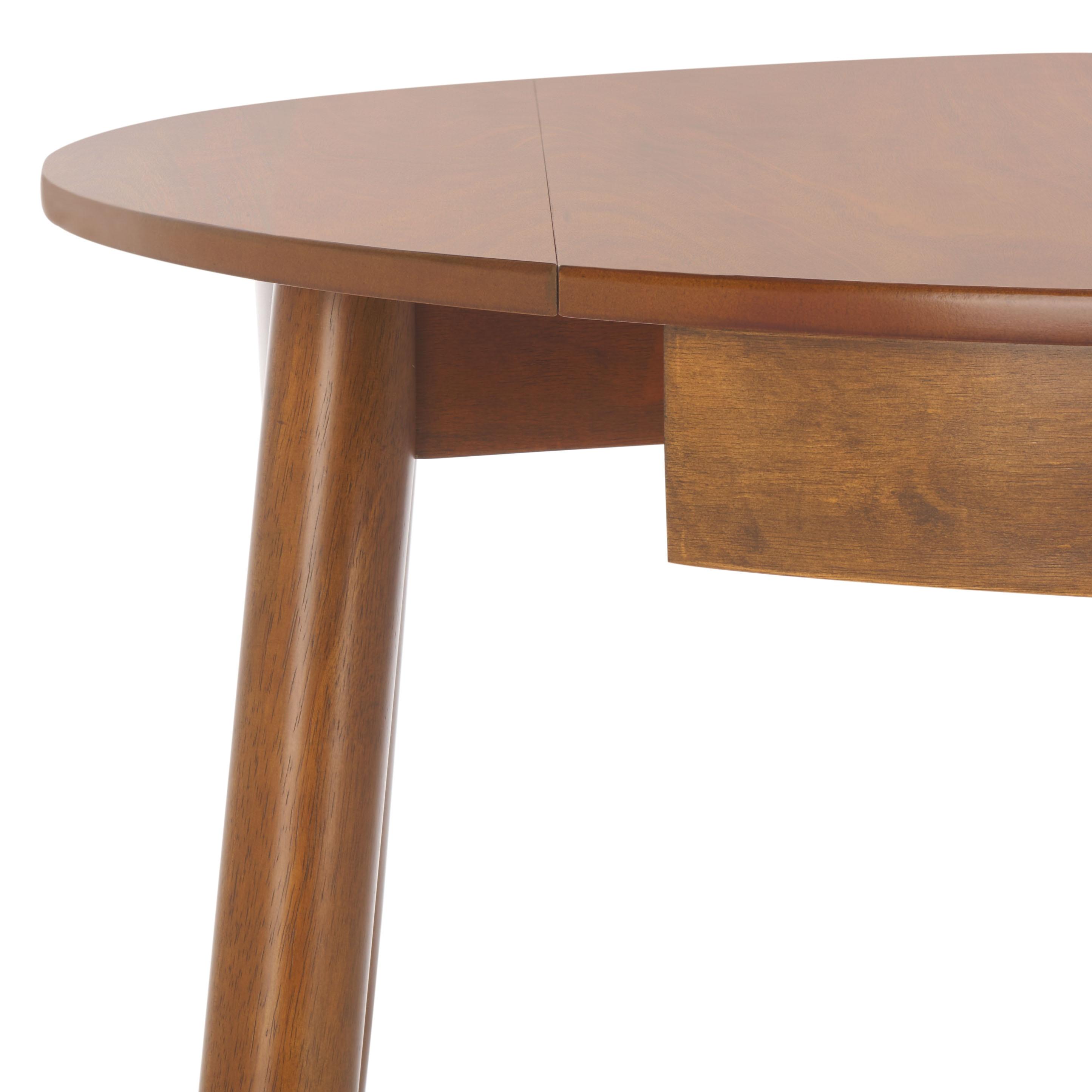 Medium Walnut Round Extendable Rubberwood Dining Table