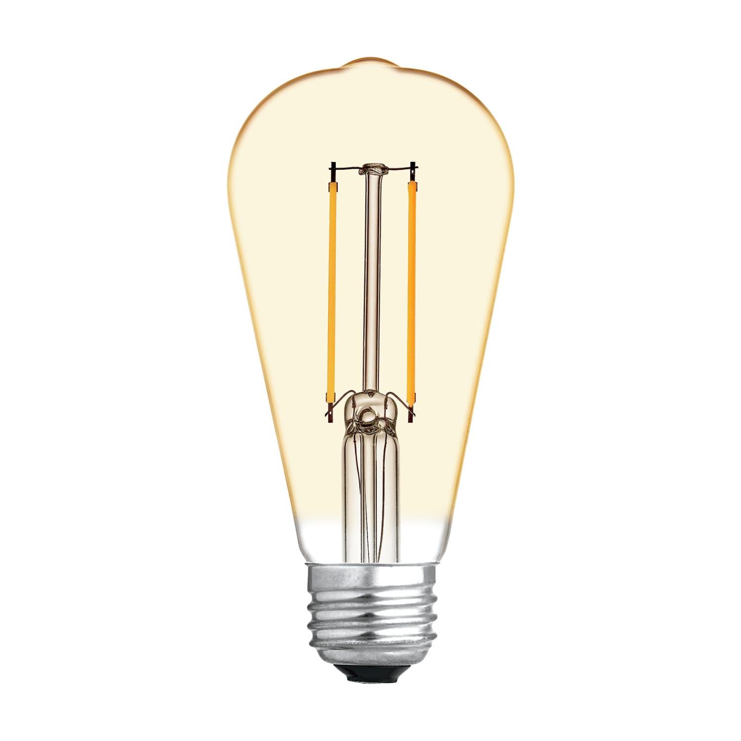 GE 2pk 60W Vintage Style ST19 LED Edison Light Bulbs Amber Glass: E26 Base, Dimmable, Warm Light, Antique Style