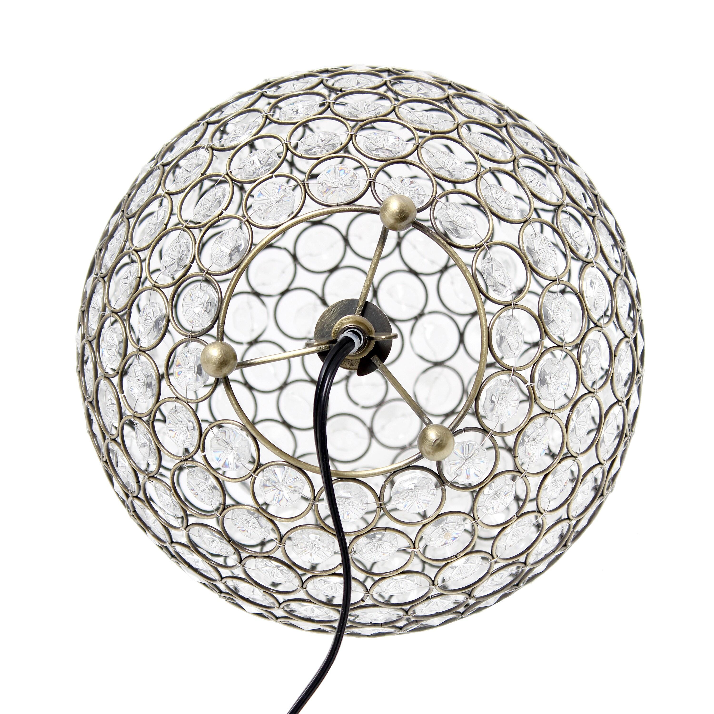 10" Elipse Medium Contemporary Metal Crystal Round Orb Table Lamp Antique Brass Finish - Lalia Home