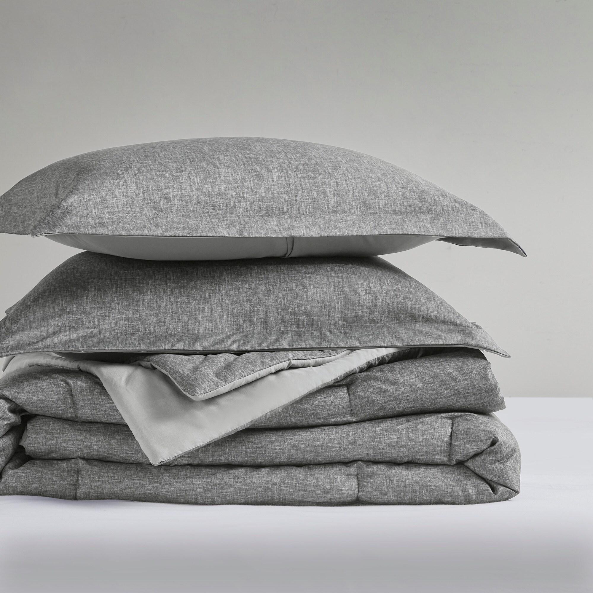 Comfort Spaces Twin Comforter Set - 2pcs (1 Microfiber Comforter & 1sham) Farmhouse Bedding Comforter for All Seasons Boho Bedding Set, Lightweight Solid Bed Comforter Sets, Twin/Twin XL, Grey