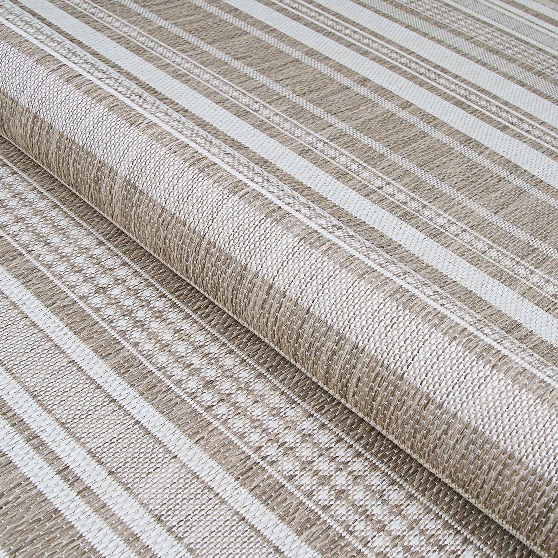 Couristan Recife Gazebo Stripe Indoor / Outdoor Area Rug, Champagne- Taupe, 2'3" x 11'9" Runner