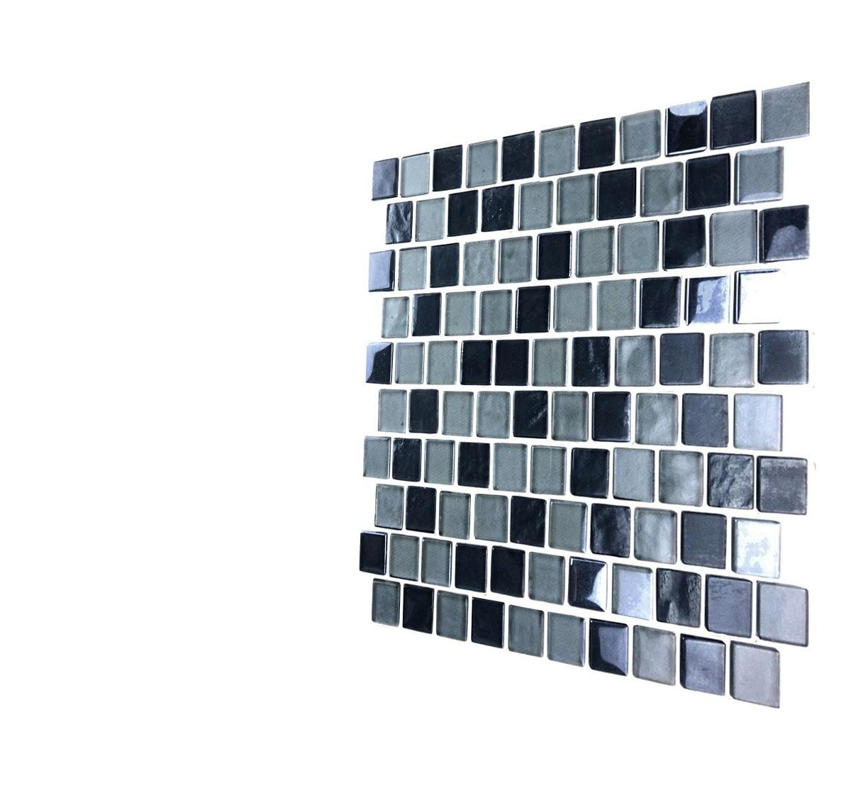 Abolos Landscape 1 in. x 1 in. Translucent Glass Plastic Face Mounted Brick Mosaic Designer Pool Tile
