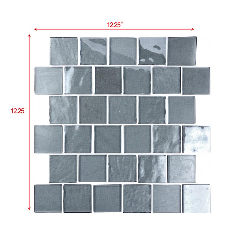 Landscape 2 in. x 2 in. Translucent Glass Plastic Face Mounted Brick Mosaic Designer Pool Tile