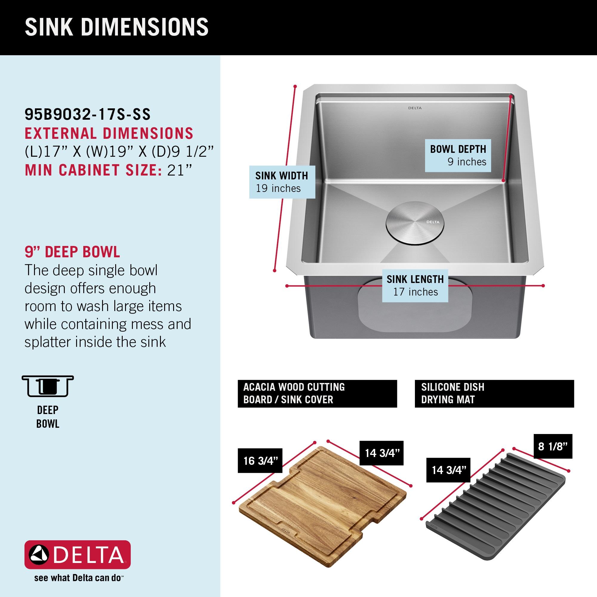 Delta Lorelai™ 17" L Workstation Bar Prep Kitchen Sink Undermount 16 Gauge Stainless Steel Single Bowl