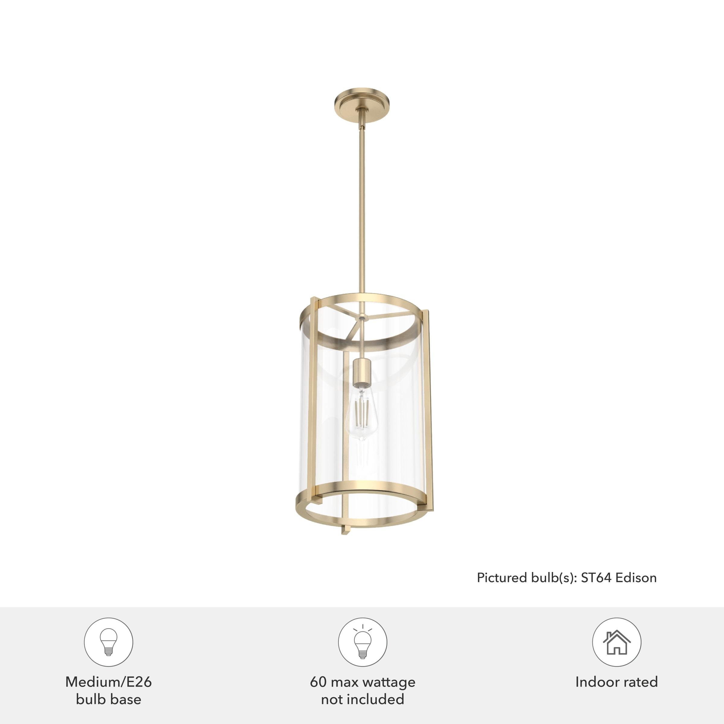 Hunter - Astwood 1-light Alturas Gold, Medium Size Pendant Light, Dimmable, Caged Style, Cylinder Shaped, for Bedrooms, Kitchens, Dining, Living Rooms - 19951