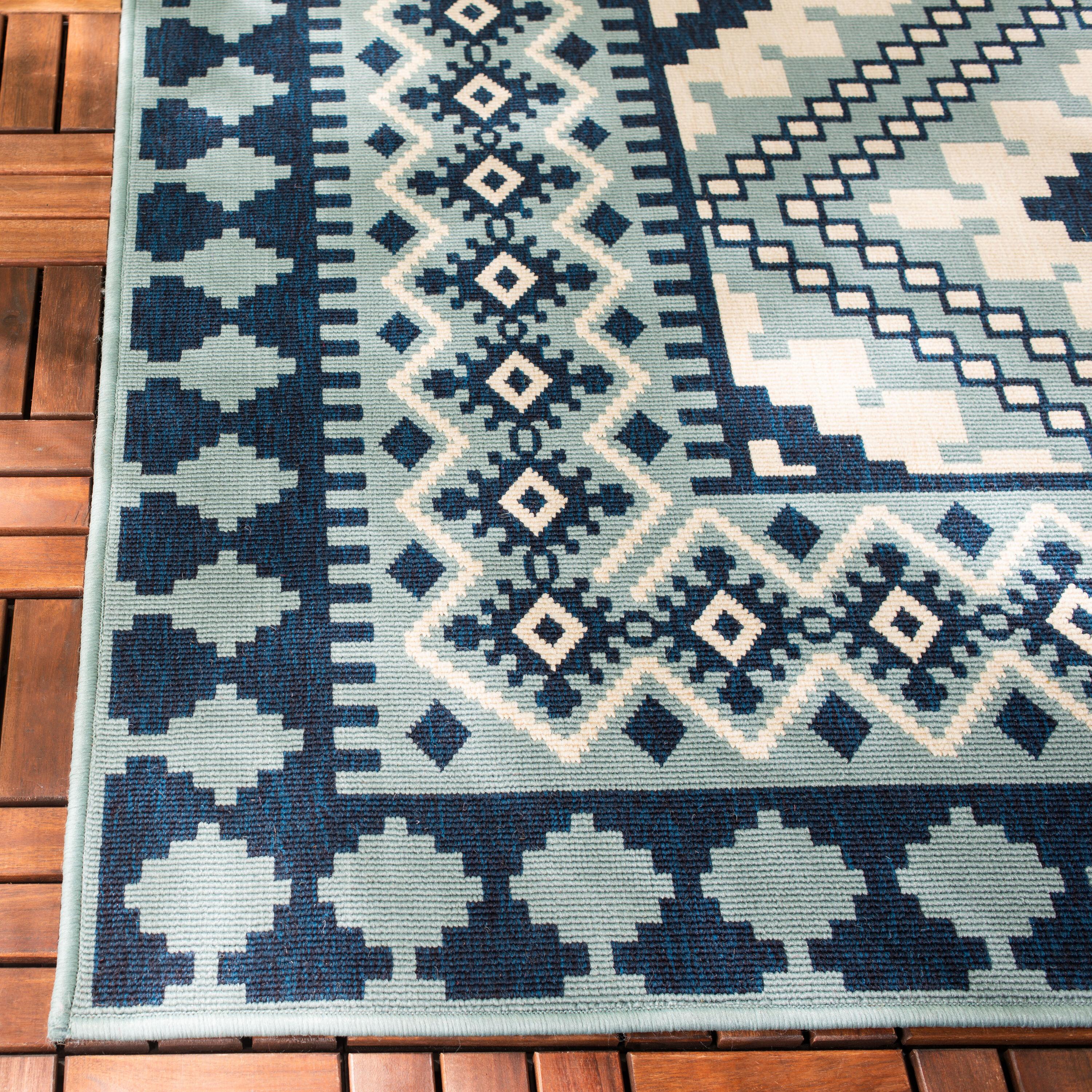 Veranda VER099 Power Loomed Indoor/Outdoor Accent Rug - Ivory/Blue - 2'x3'7" - Safavieh.