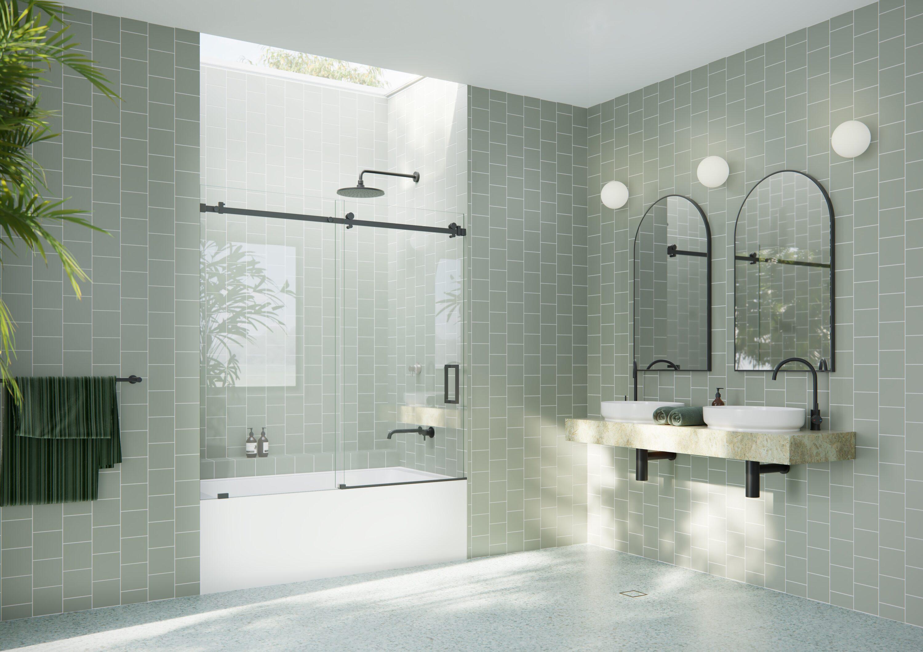 Astro 56 in. - 60 in. x 60 in. Frameless Sliding Bathtub Door