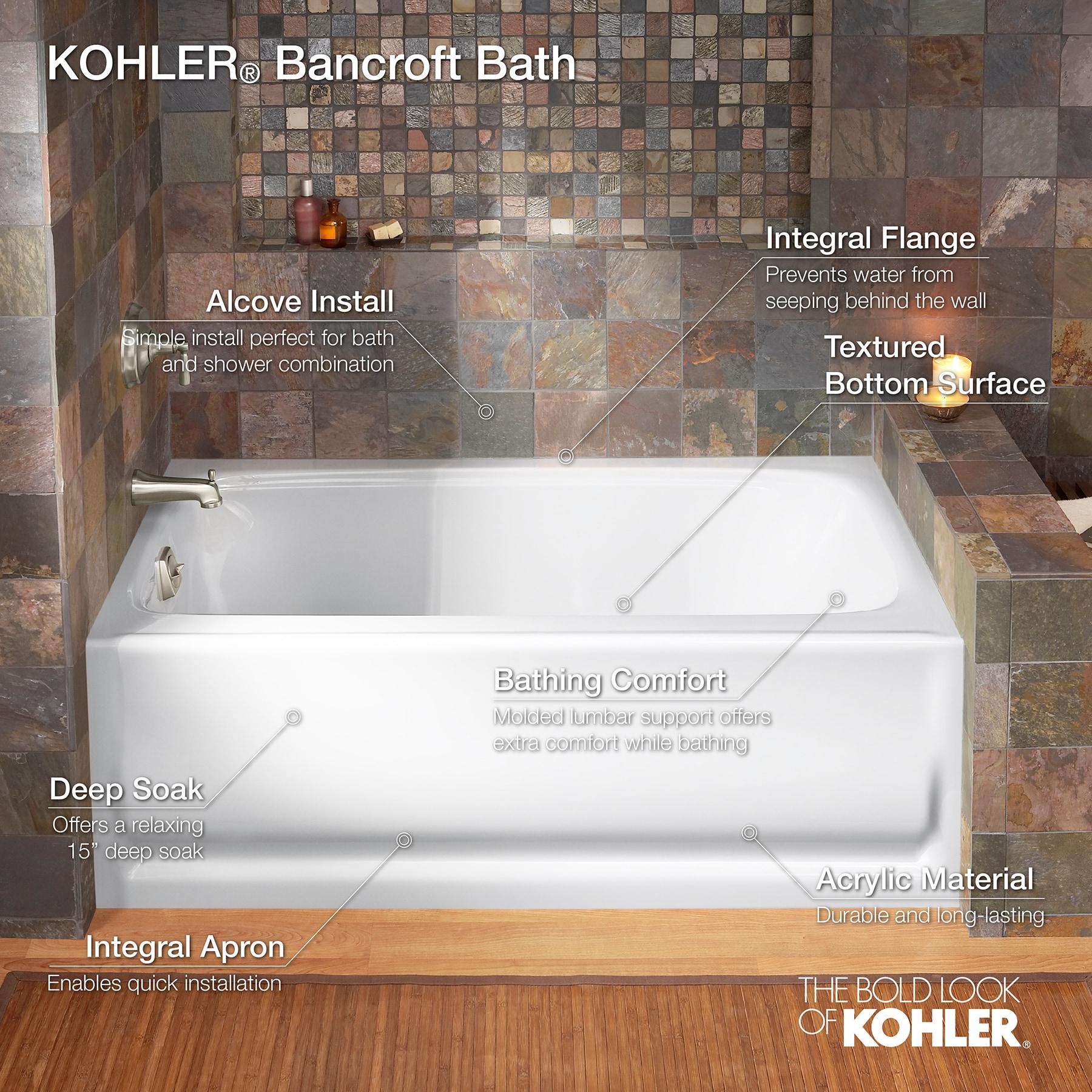 Bancroft® 60" x 32" Alcove Soaking Acrylic Bathtub