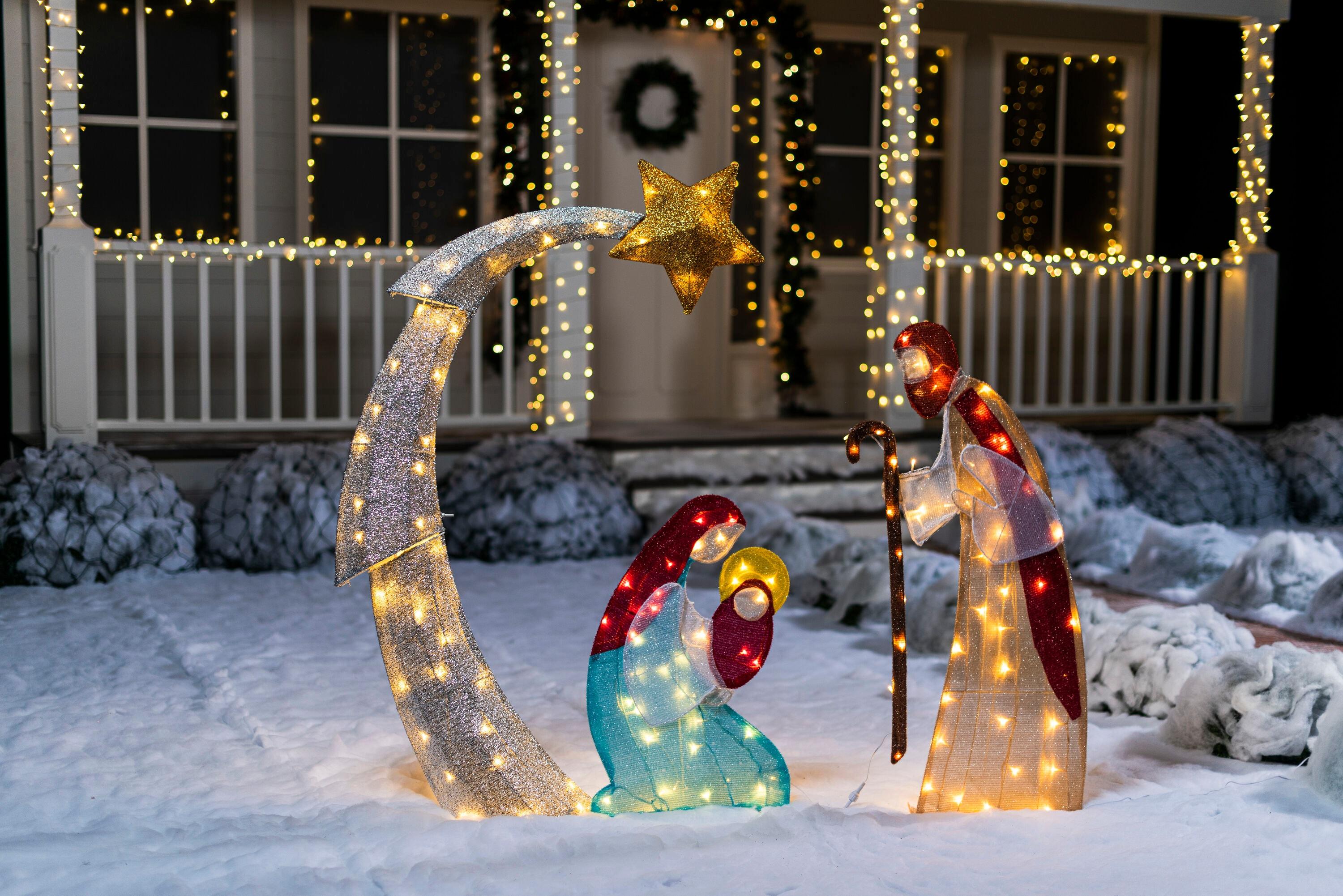 Joiedomi 5FT Christmas Nativity Scene Yard Light with Pre-Lit LED Lights for Indoor Outdoor Garden, Lawn, Christmas Event, Christmas Eve Night Decoration