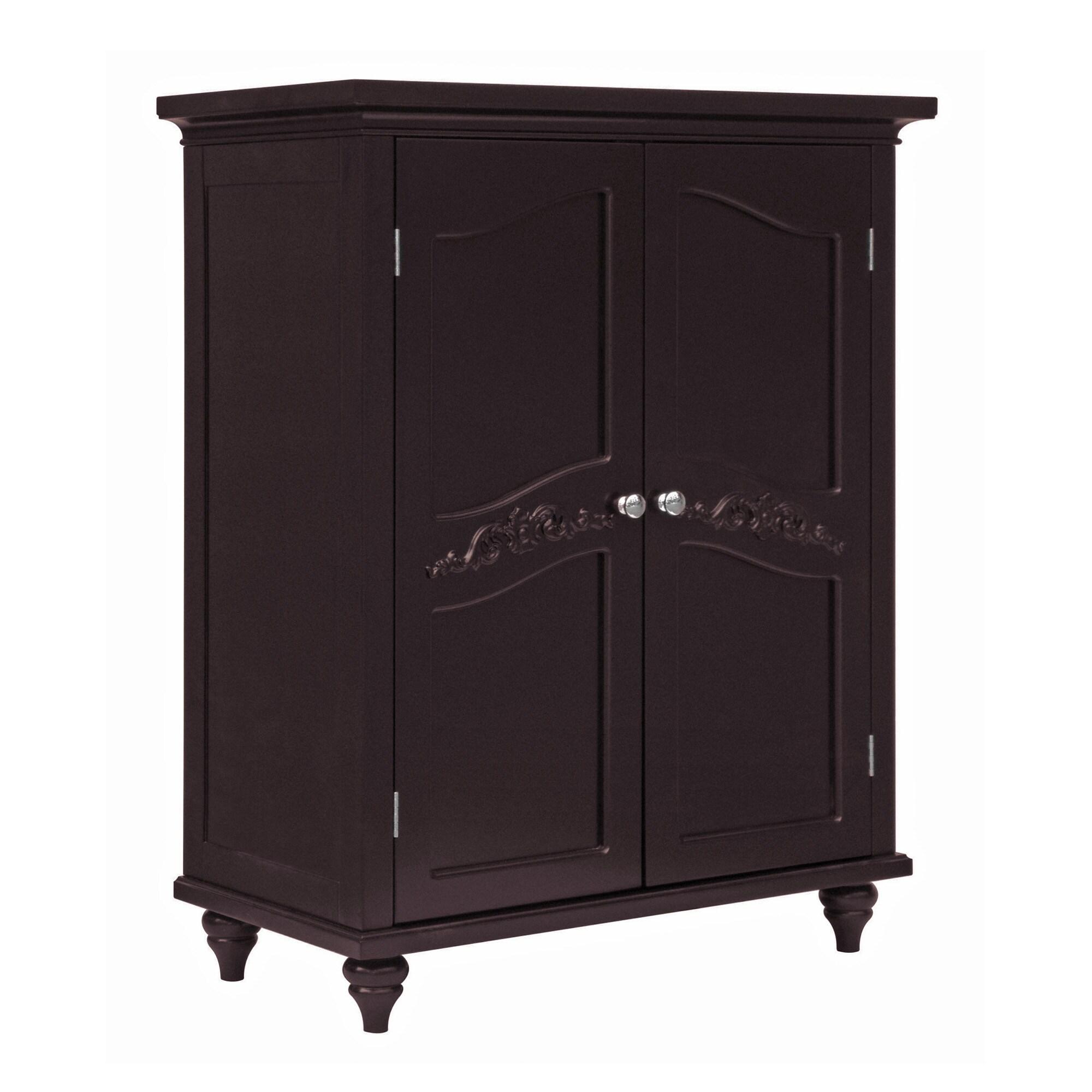 Versailles Floor Cabinet with Two Doors Dark Espresso - Elegant Home Fashions: Adjustable Shelves, MDF Construction