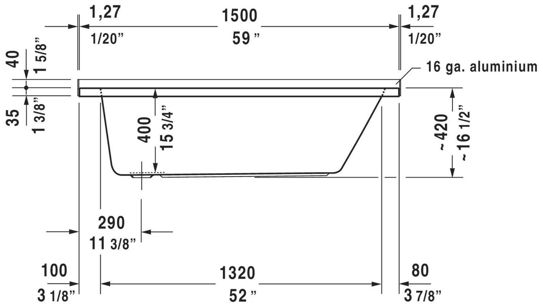 D-Code 59" x 30" Drop In Soaking Bathtub