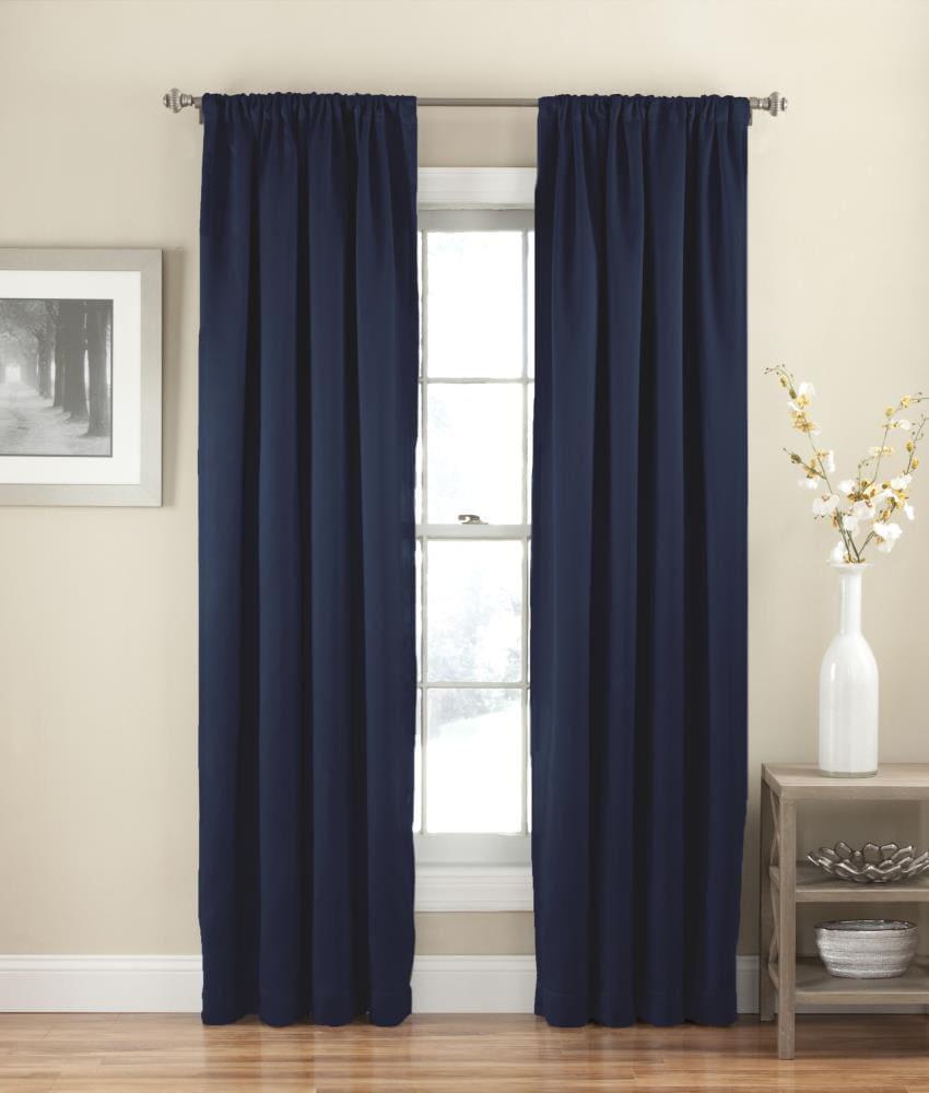 Eclipse Solid Thermapanel Room Darkening Rod Pocket 54 x 84 Panel in Navy