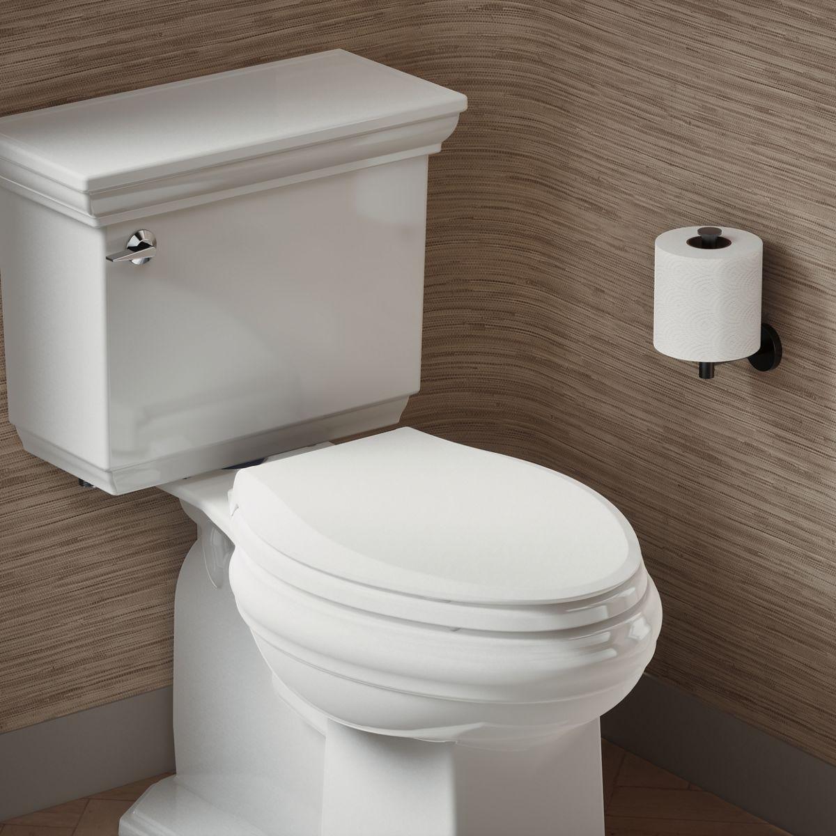 KOHLER 4636-RL-0 Cachet ReadyLatch Elongated Toilet Seat, Quiet-Close Lid and Seat, Countoured Seat, Grip-Tight Bumpers and Installation Hardware, White