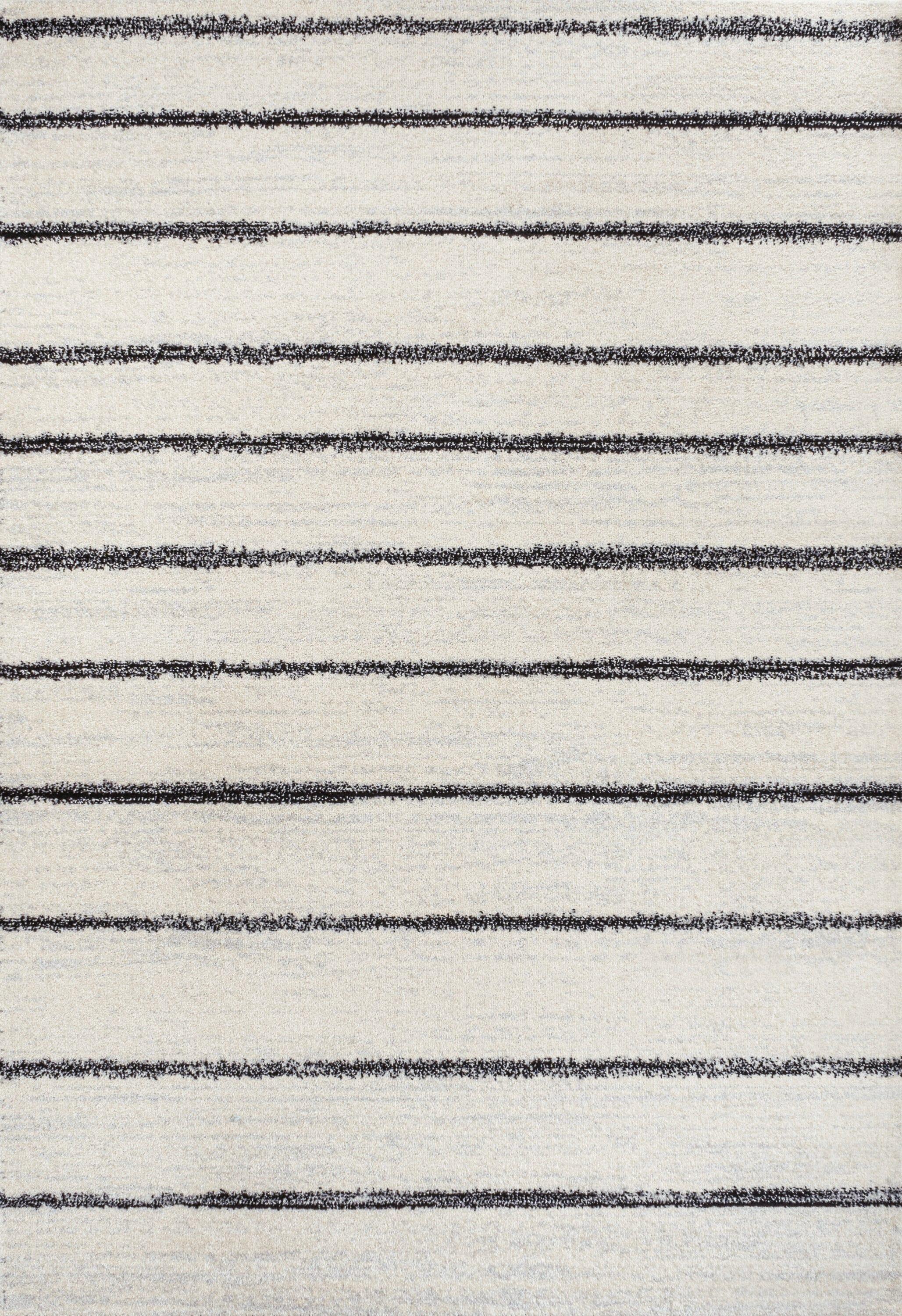 JONATHAN Y Williamsburg Minimalist Stripe Cream/Black 4 ft. x 6 ft. Area Rug