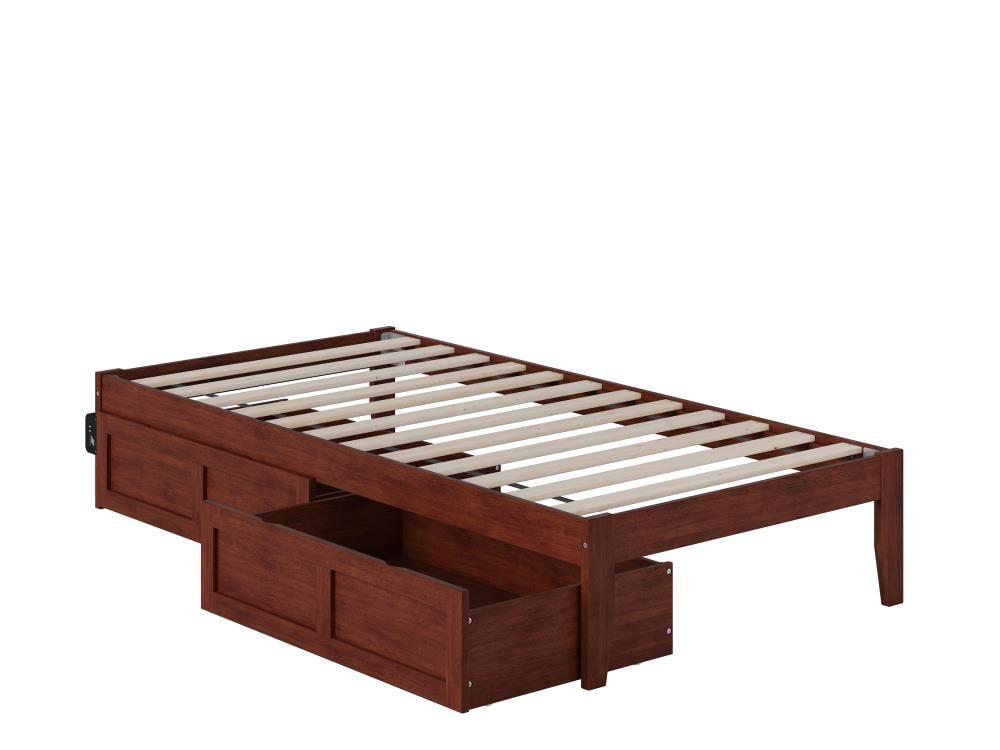 Twin Colorado Bed with USB Turbo Charger, 2 Underbed Drawers - AFI: Hardwood, No Box Spring Required