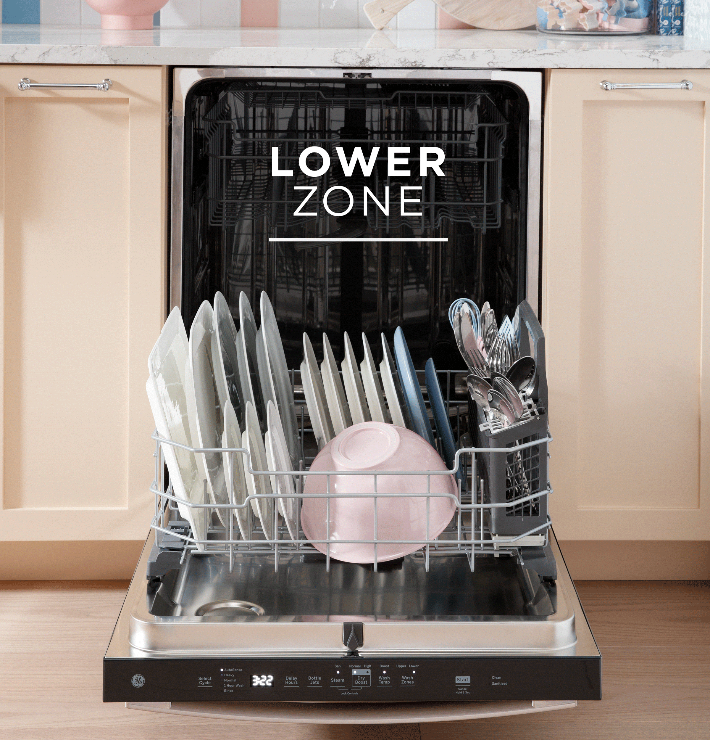 GE Appliances 24" 47 Decibel ENERGY STAR Certified Built-in Front Control Dishwasher with Adjustable Rack and Tall Tub