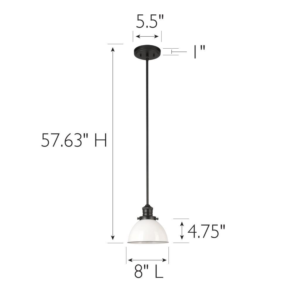 Design House 588327 Savannah Farmhouse 1-Light Indoor Pendant Dimmable White Metal Shade for Kitchen island barDining Room, Matte Black