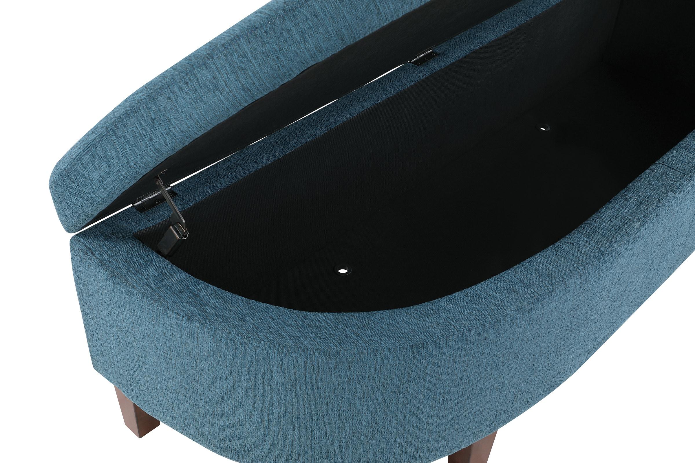Jaycee 60" Storage Bench in Azure Blue Fabric