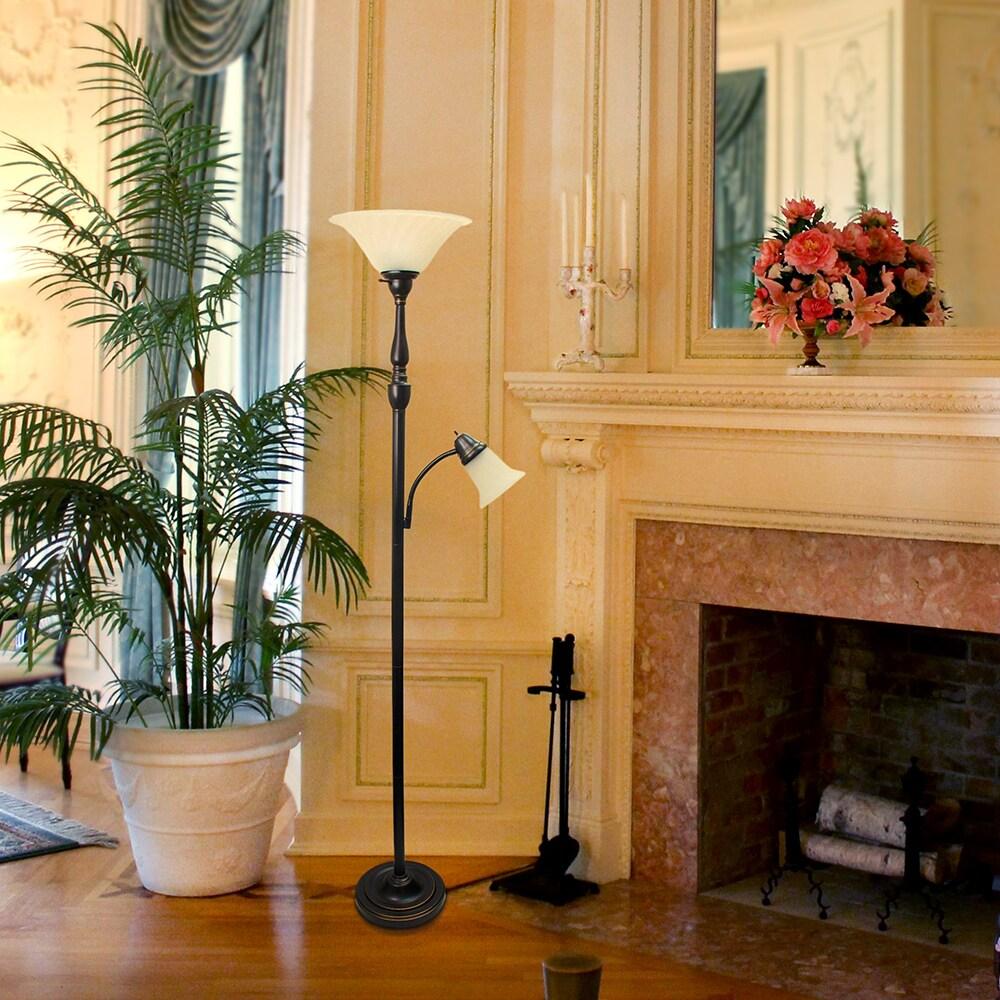 71" 2-Light Mother Daughter Floor Lamp Bronze - Elegant Designs: With Reading Light, Adjustable