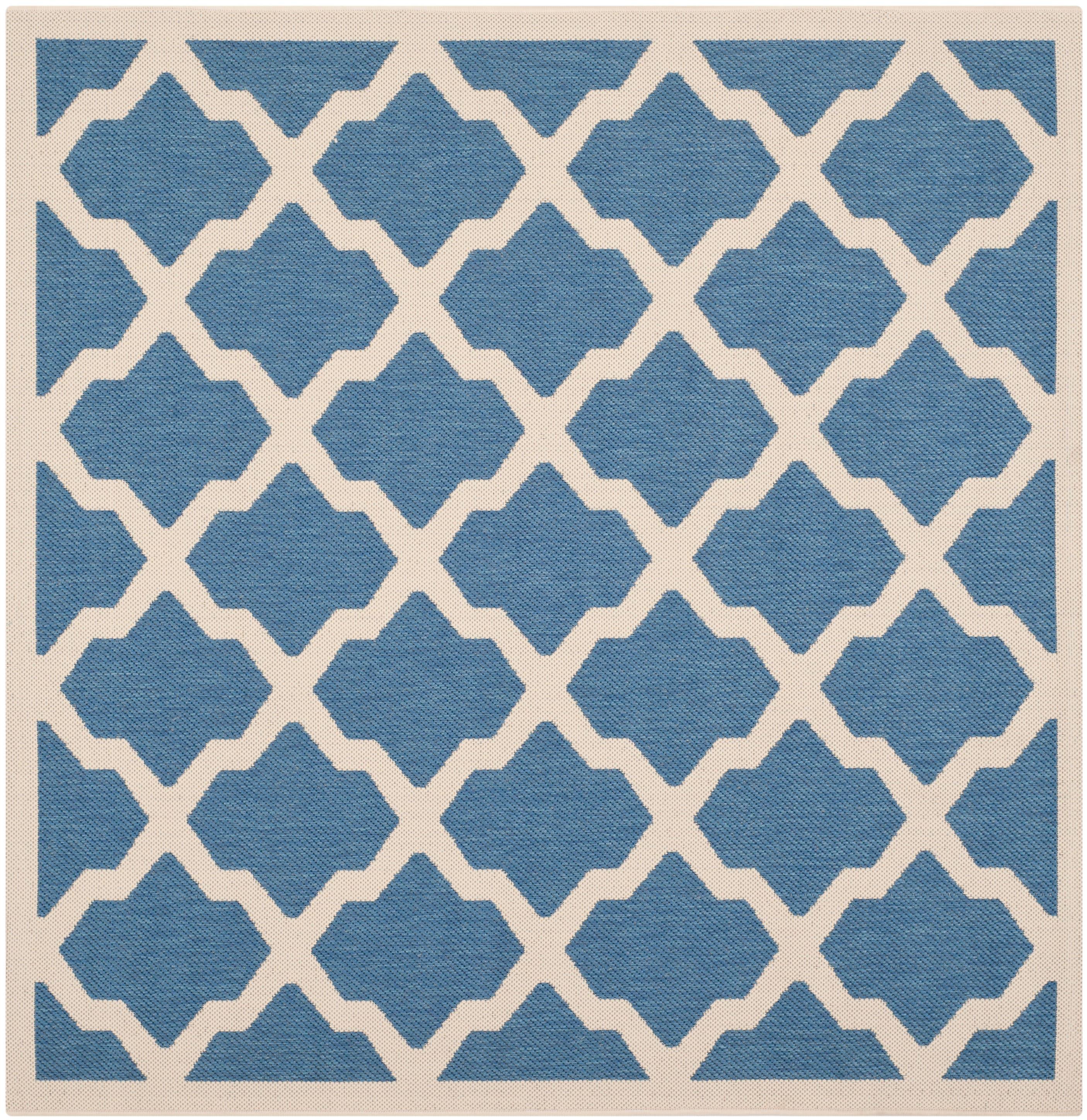 Safavieh Courtyard Amber Quatrefoil Indoor/Outdoor Area Rug, 4' x 4' Square, Blue/Beige