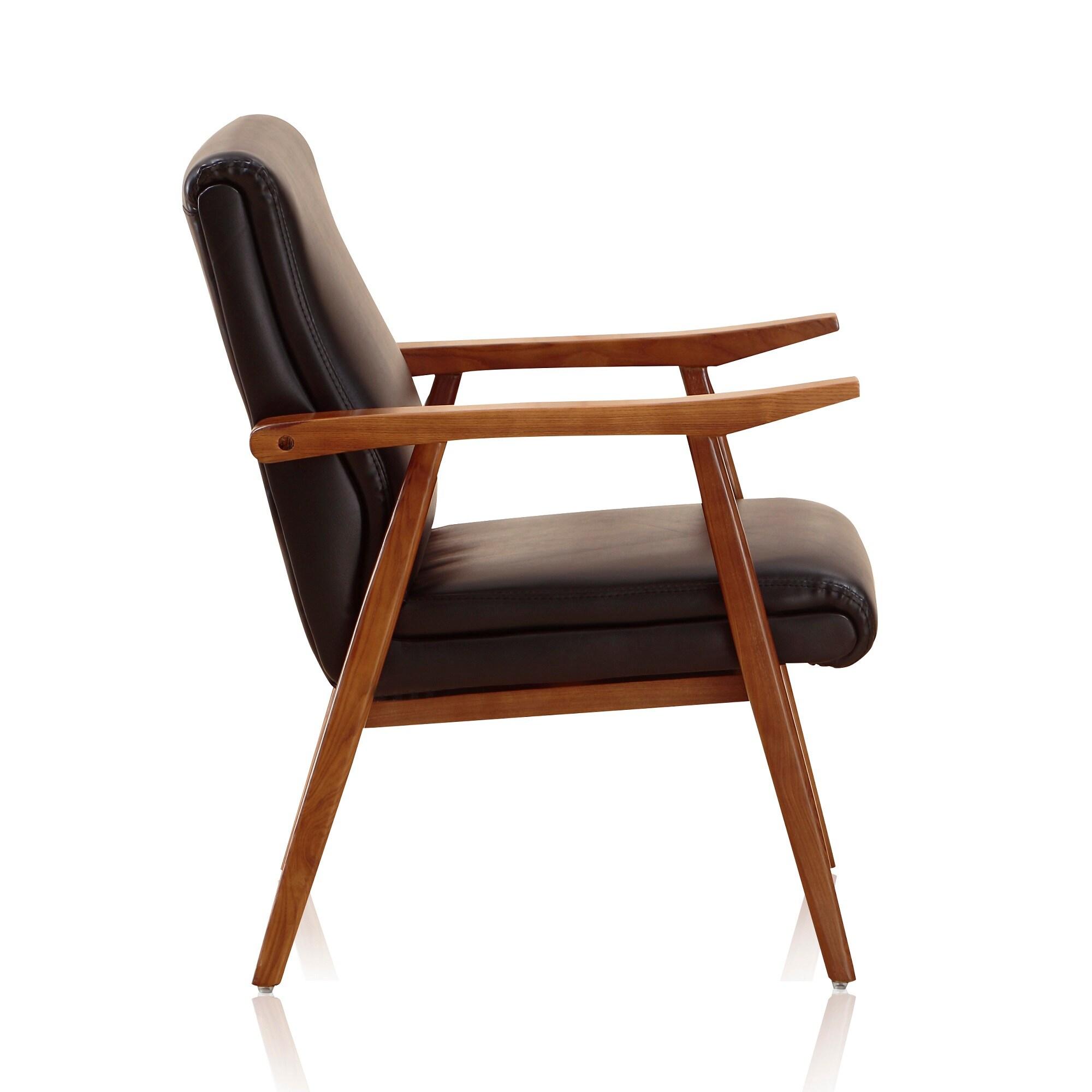 Set of 2 Archduke Faux Leather Accent Chairs Black - Manhattan Comfort: Beechwood Frame, No Assembly Required