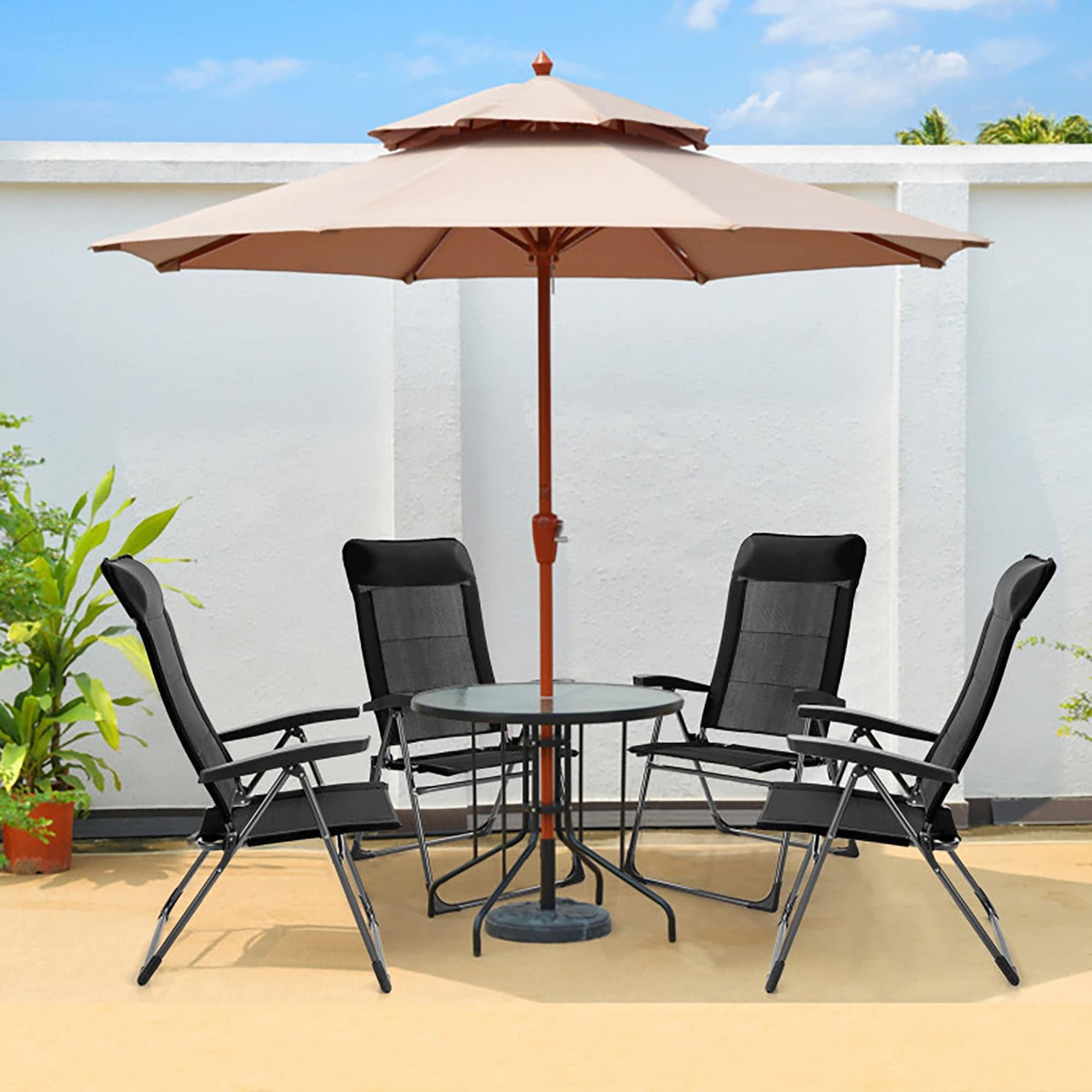 Costway 2PCS Patio Folding Dining Chairs Portable Camping Headrest Adjust Black