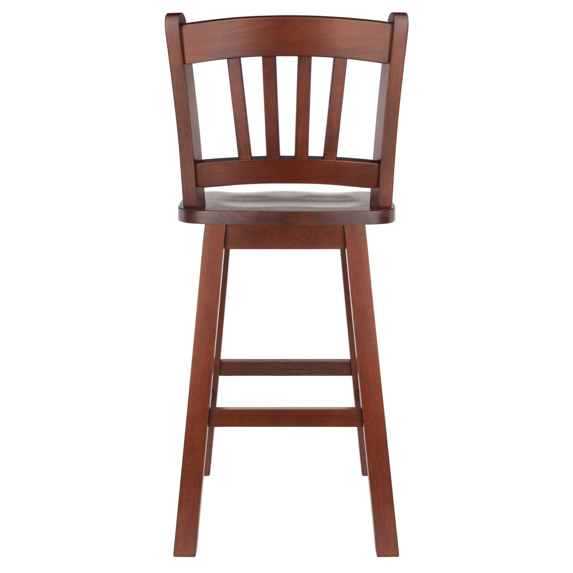 Fina Swivel Seat Counter Height Barstool Walnut - Winsome: Transitional Style, Wood Frame, Fixed 24.57" Seat Height