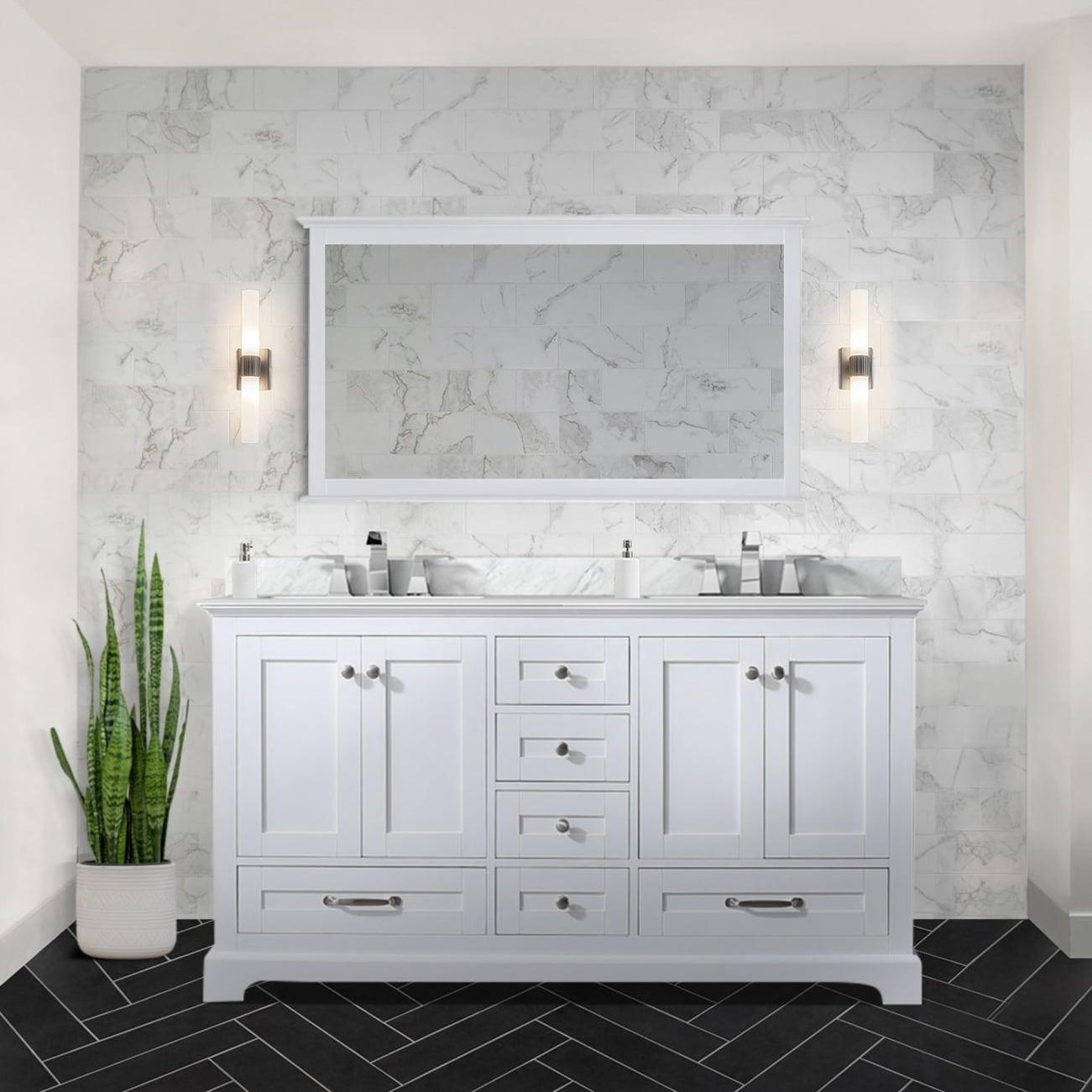 Lexora Home Dukes 60" Double Vanity with Mirror in White