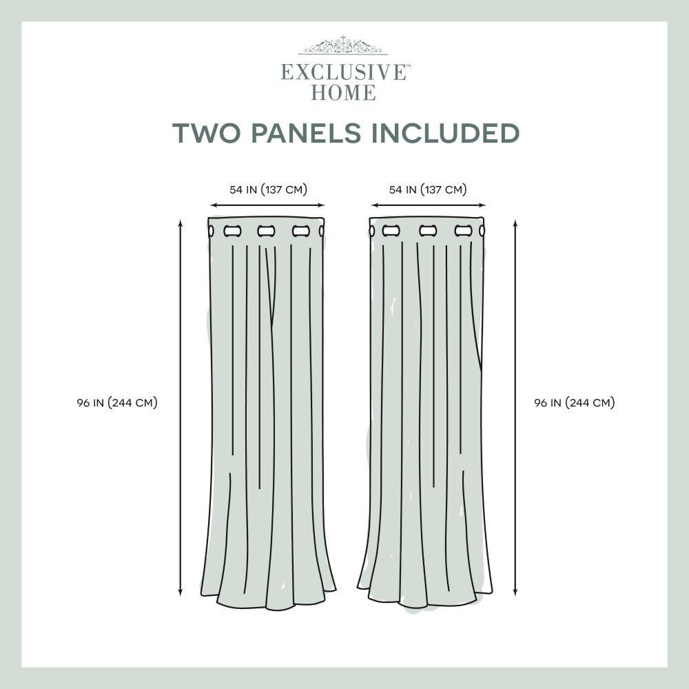 Set of 2 96"x54" Chateau Striped Faux Silk Grommet Top Window Curtain Panel Taupe: Room Darkening Drapes, Exclusive Home