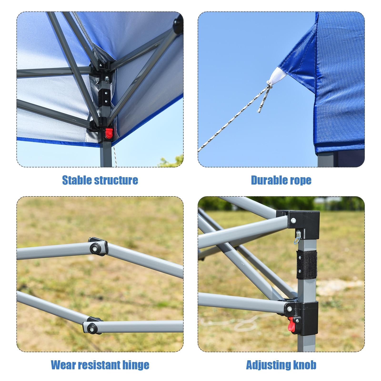 Costway 8x8 FT Pop up Canopy Tent Shelter Wheeled Carry Bag 4 Canopy Sand Bag Blue