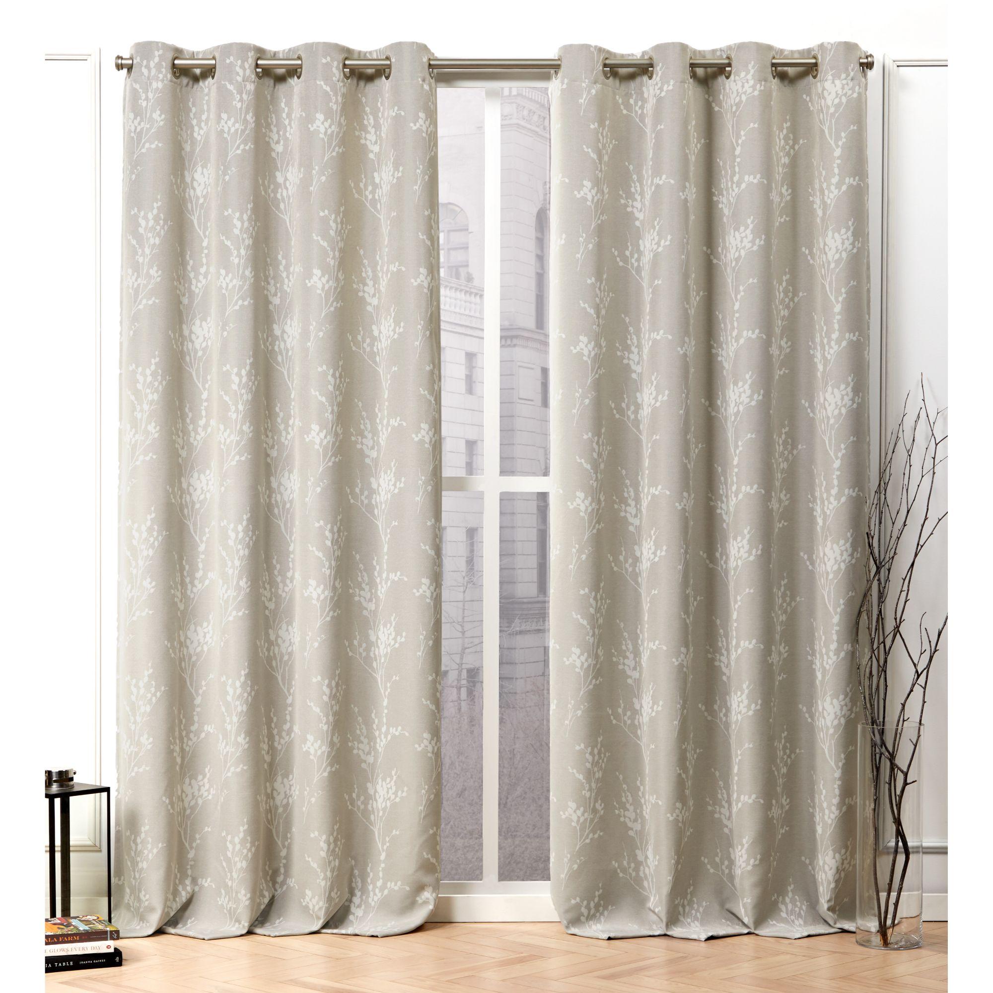 Nicole Miller Nicole Miller Turion Floral Room Darkening Blackout Grommet Top Curtain Panel Pair (Set of 2)