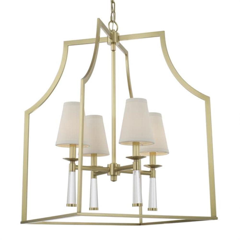 Four Light Chandelier In Minimalist Style 22 Inches Wide By 30 Inches High-Aged Brass Finish    -Traditional Installation Crystorama Lighting 8864-Ag