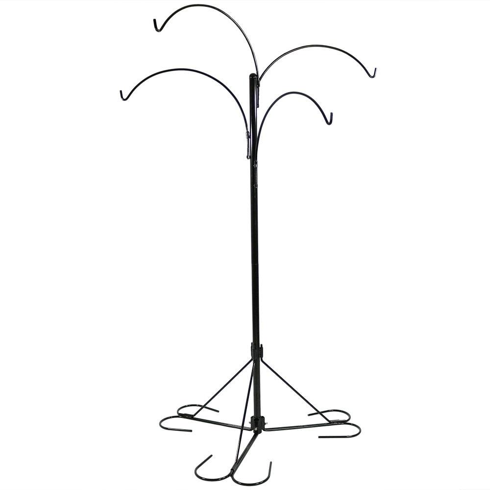 Sunnydaze 4-Arm Garden Hanging Basket Flower Plant Stand with Adjustable Arms - 84" - Black