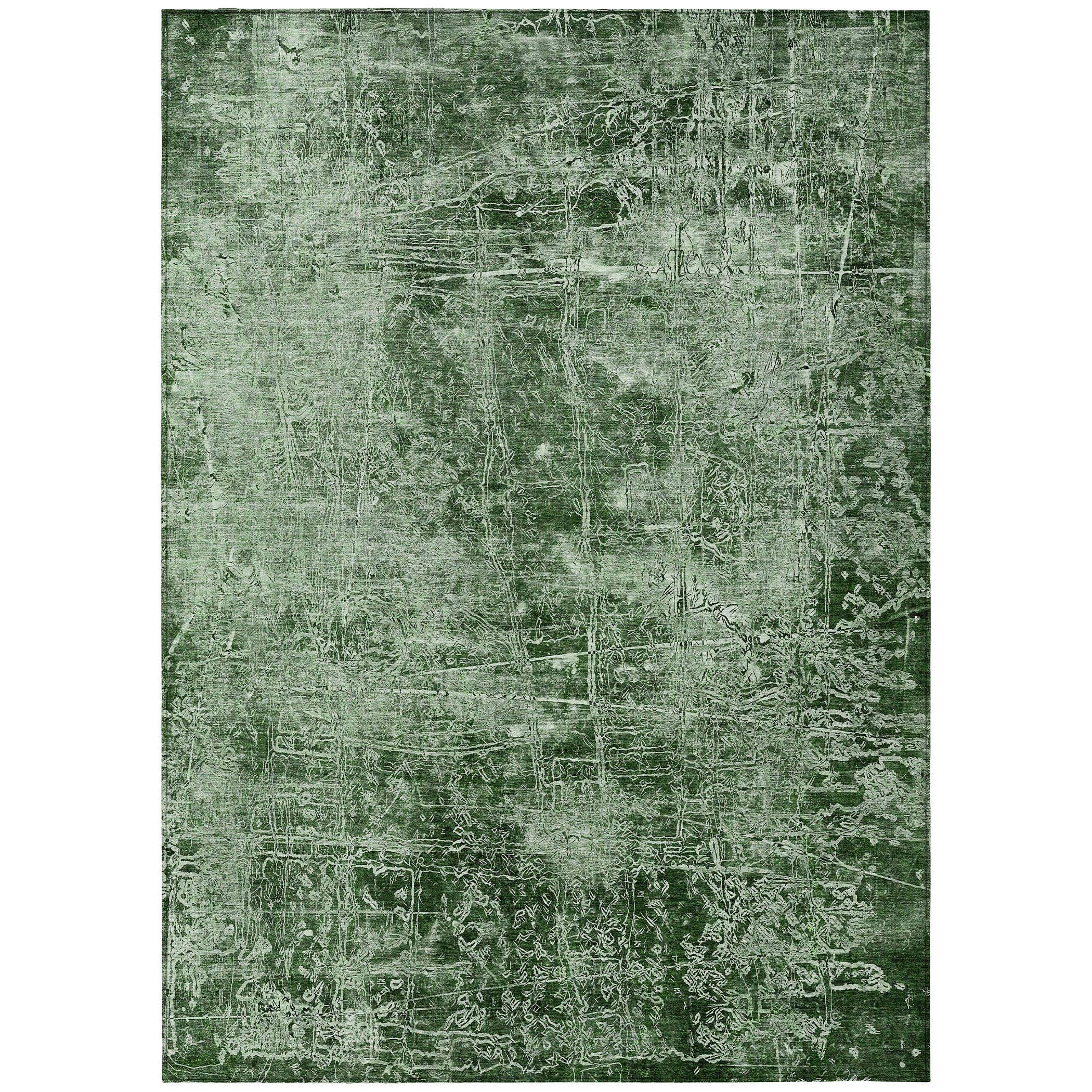 Emerald Green Synthetic Flat Woven Reversible Rug 3' x 5'