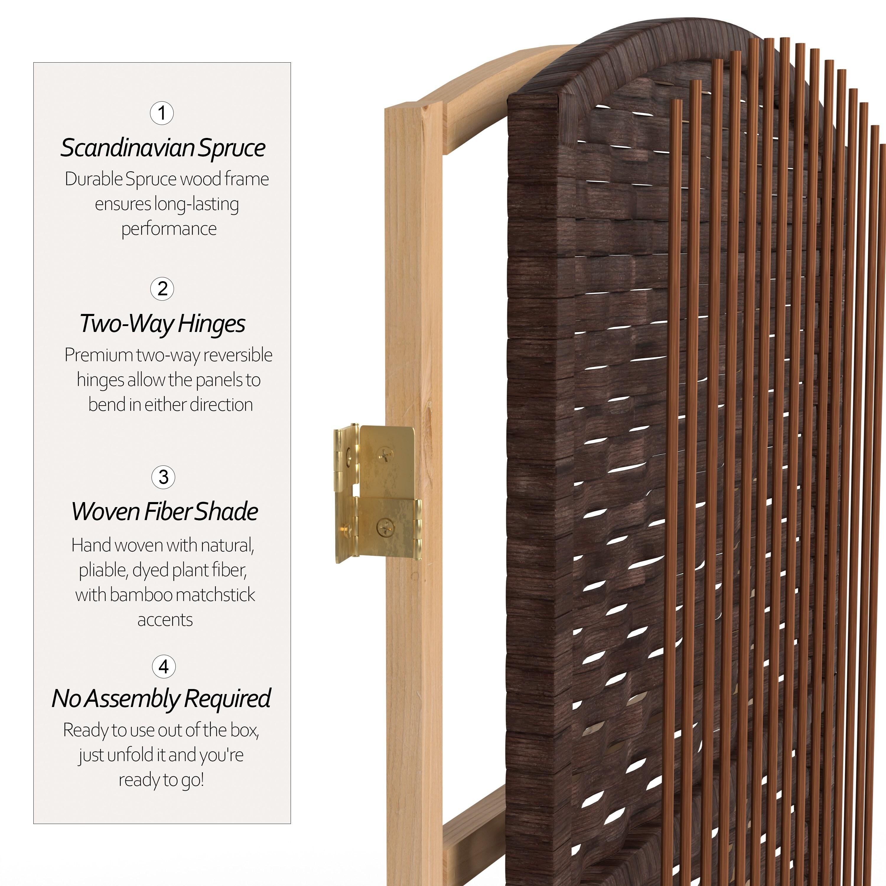 Oriental Furniture 6 ft. Tall Diamond Weave Room Divider - Dark Mocha - 3 Panel