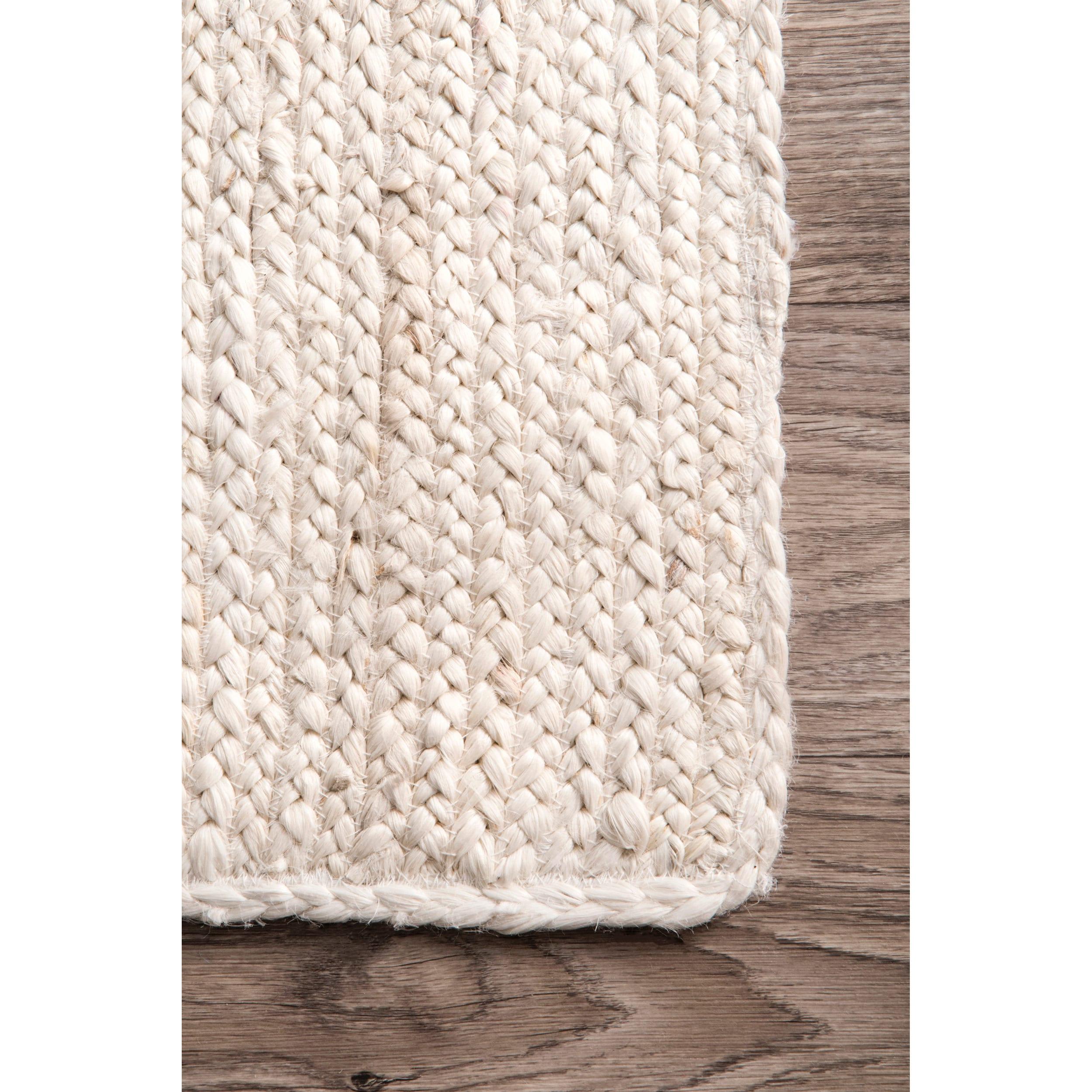 2'6"x8' Runner Hand Woven Rigo Jute Area Rug Off White - nuLOOM: Farmhouse Style, Solid Pattern, Low Pile, Indoor Use