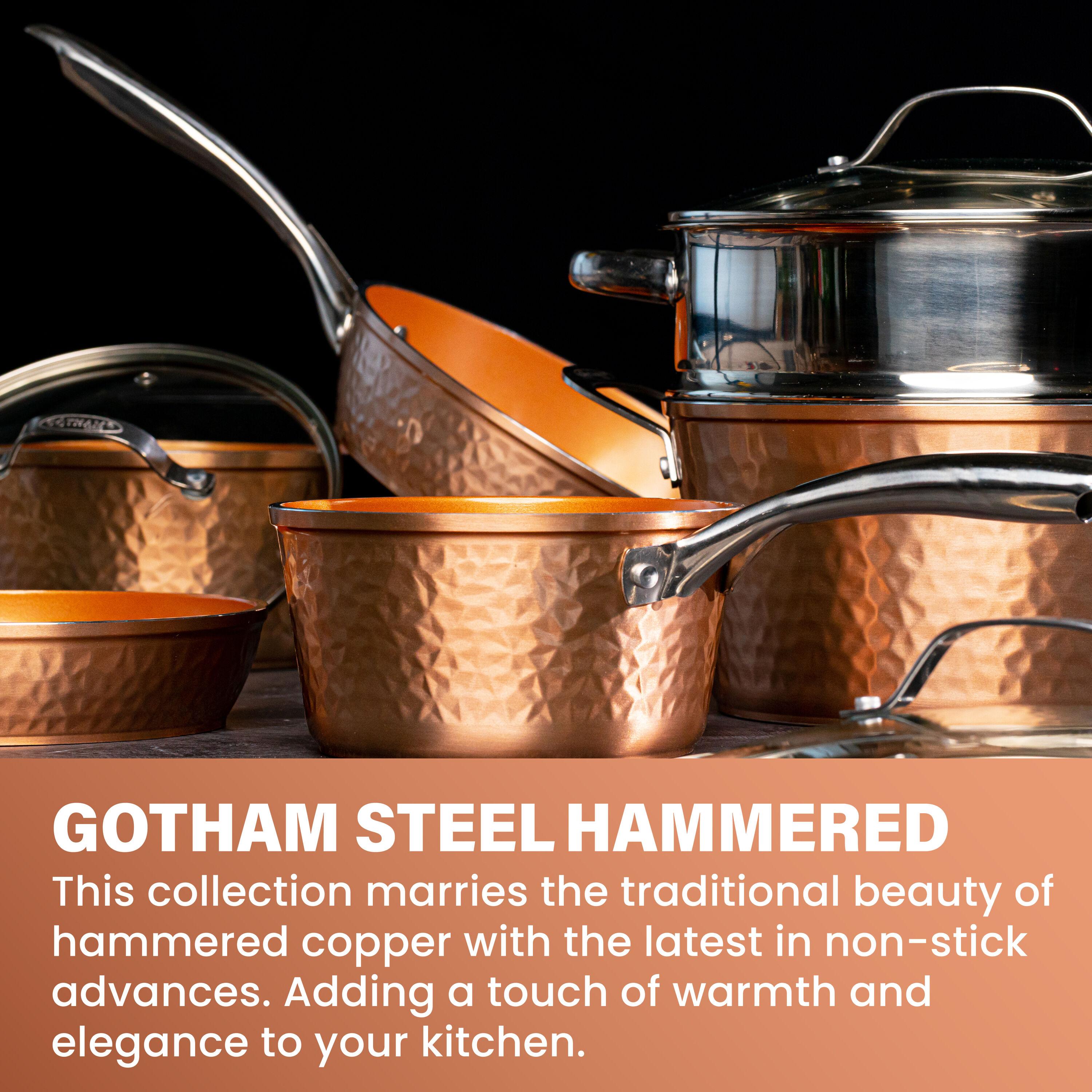 Gotham Steel Nonstick Pots and Pans 20 Pcs Kitchen Ceramic Cookware Set Bakeware Cooking Frying Skillet Sauce Pan Hammered