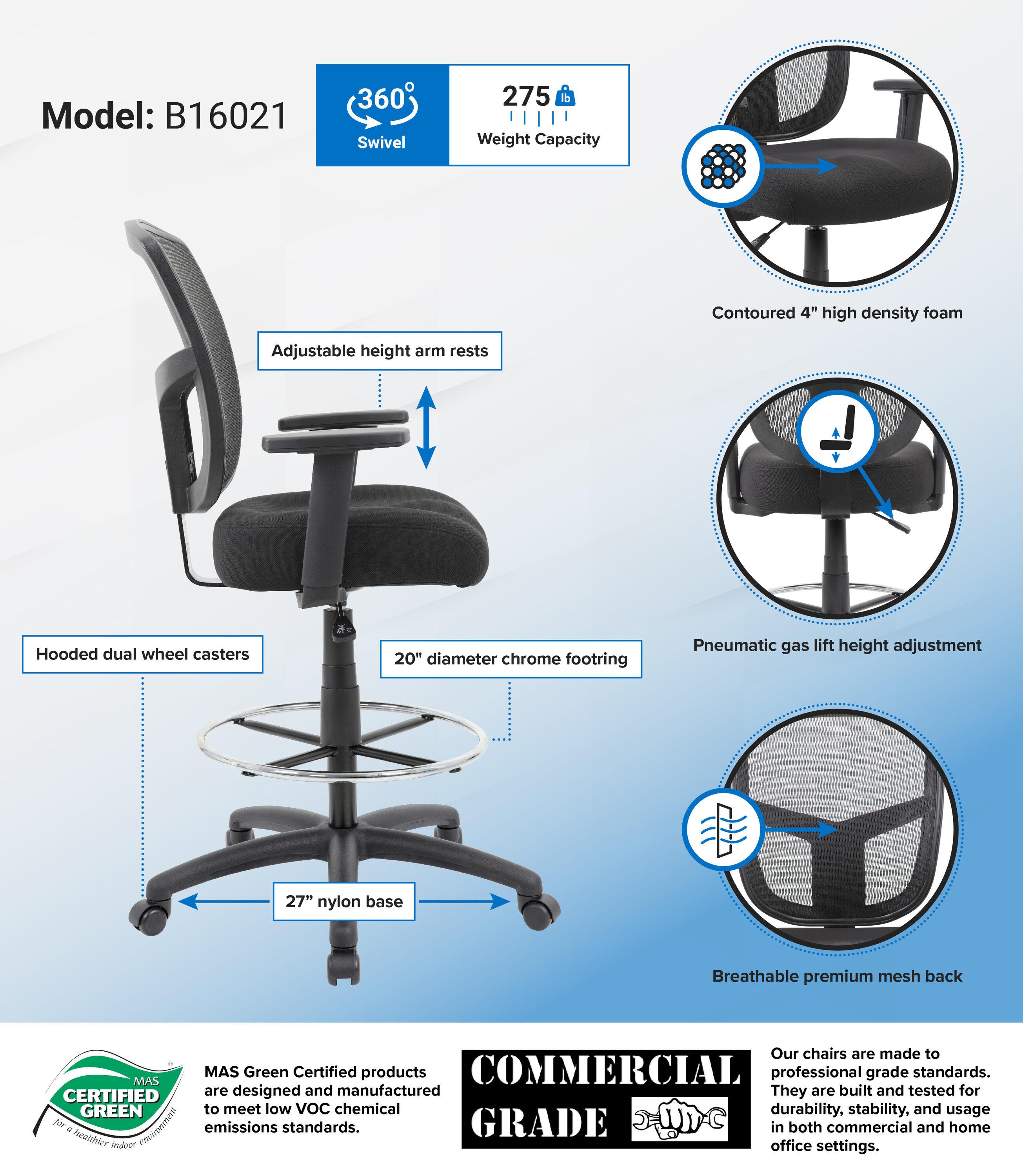 Boss Office Products Contract Mesh Drafting Stool