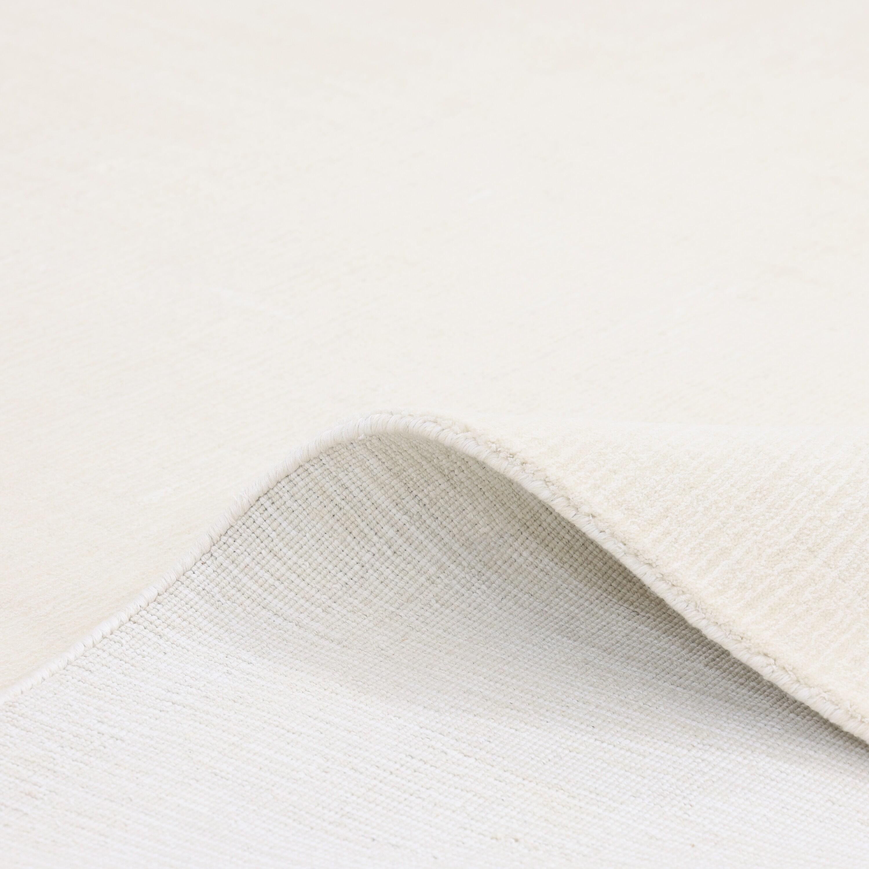 Elegant Handmade Ivory Stripe Wool & Viscose 10' x 14' Area Rug