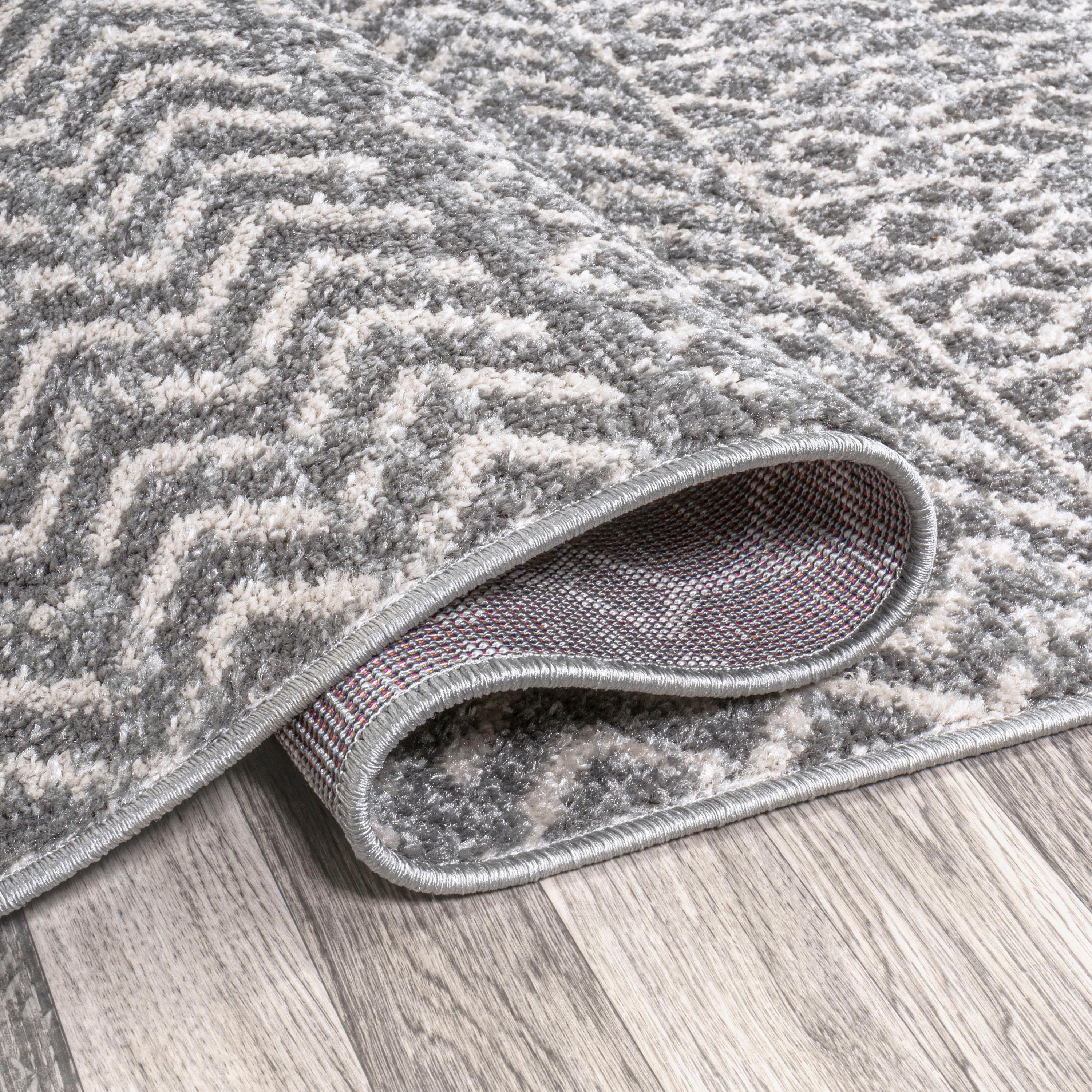 2' x 8' Arta Moroccan Modern Geometric Rug Runner Rug, Gray/Cream - JONATHAN Y