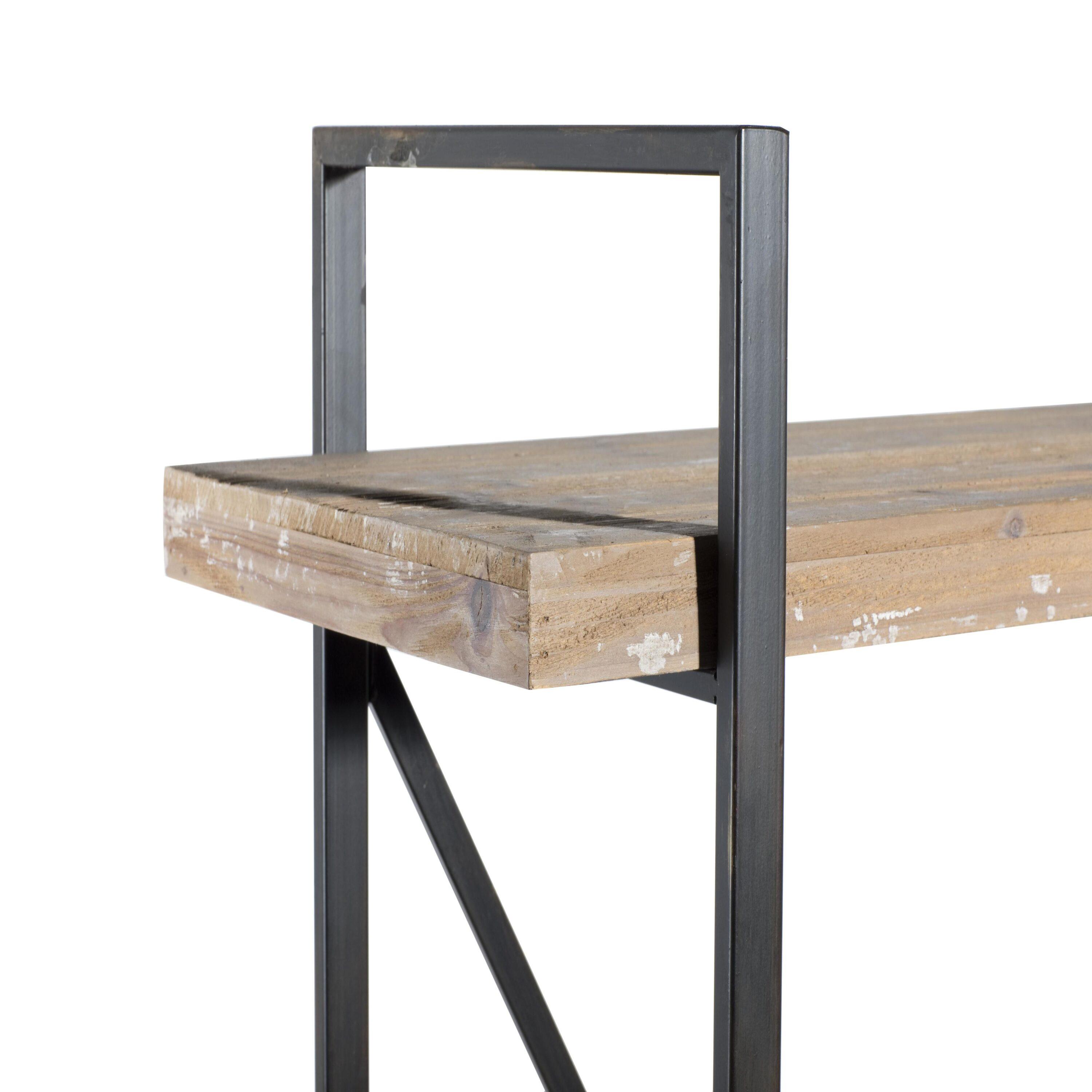 67" Tall Industrial Metal and Wood Bookshelf Brown - Olivia & May
