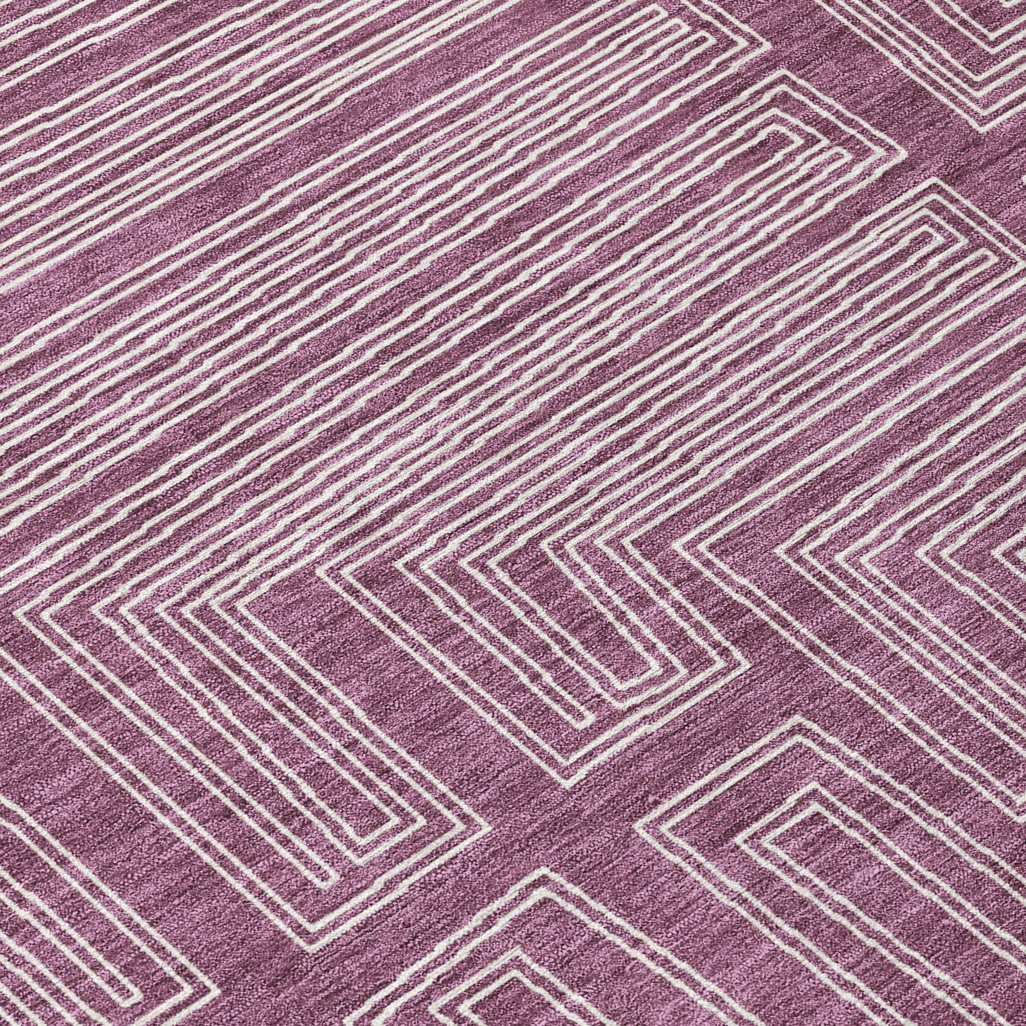 Addison Rugs Chantille Indoor/Outdoor Transitional Geometric, Abstract Eggplant Washable Rectangle Rug, 2'6" x 3'10"