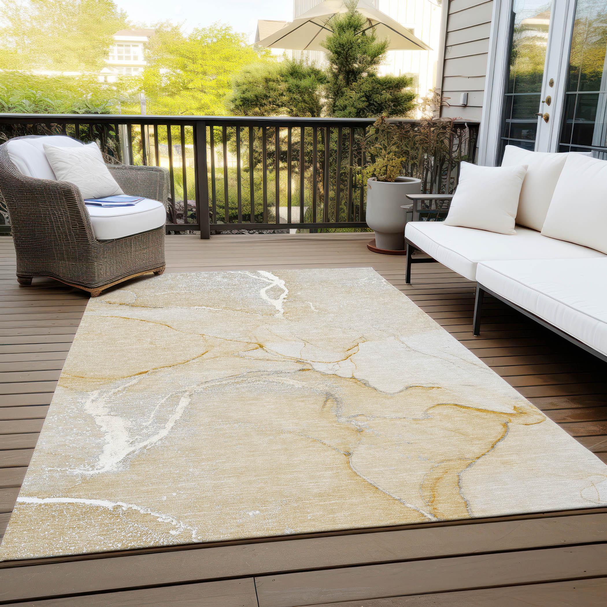 Addison Rugs Chantille ACN510BG 3 x 5 (ft) Polyester Beige Rectangular Indoor/Outdoor Abstract Machine washable Area rug