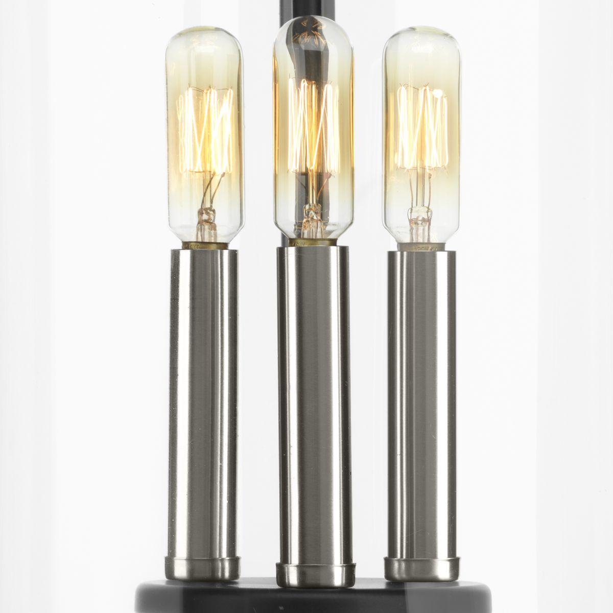 Progress Lighting Squire 3-Light Hanging Lantern, Steel, Black Finish, Clear Glass Shade