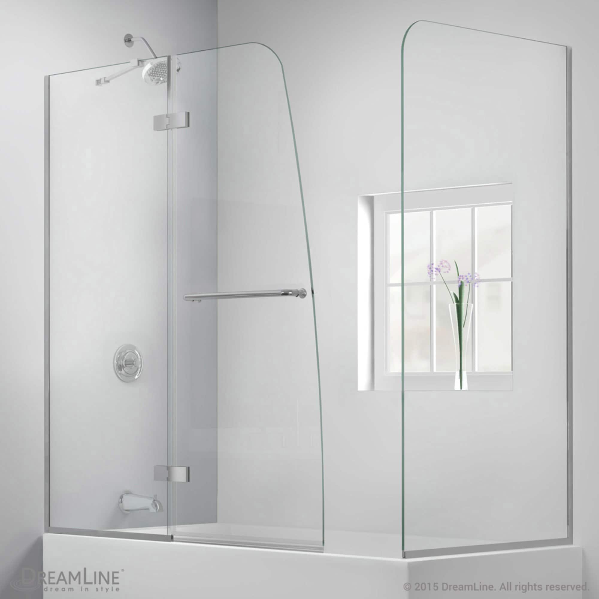 Aqua Ultra 57 "W x 58" H Semi-Frameless Tub Door with Return Panel